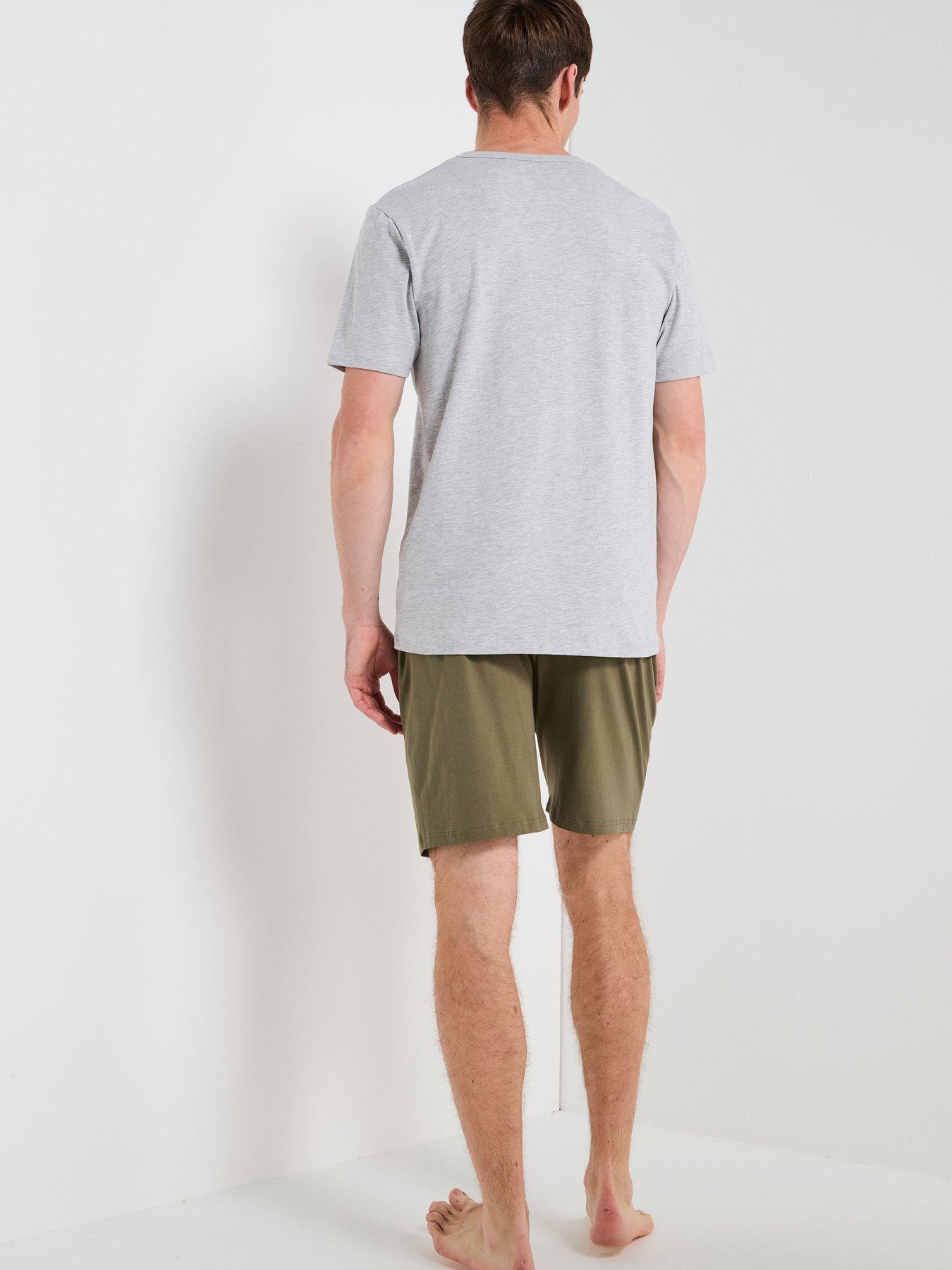 Image 4 of 6 of Very Man T-Shirt and Shorts PJ Set - Khaki/Grey