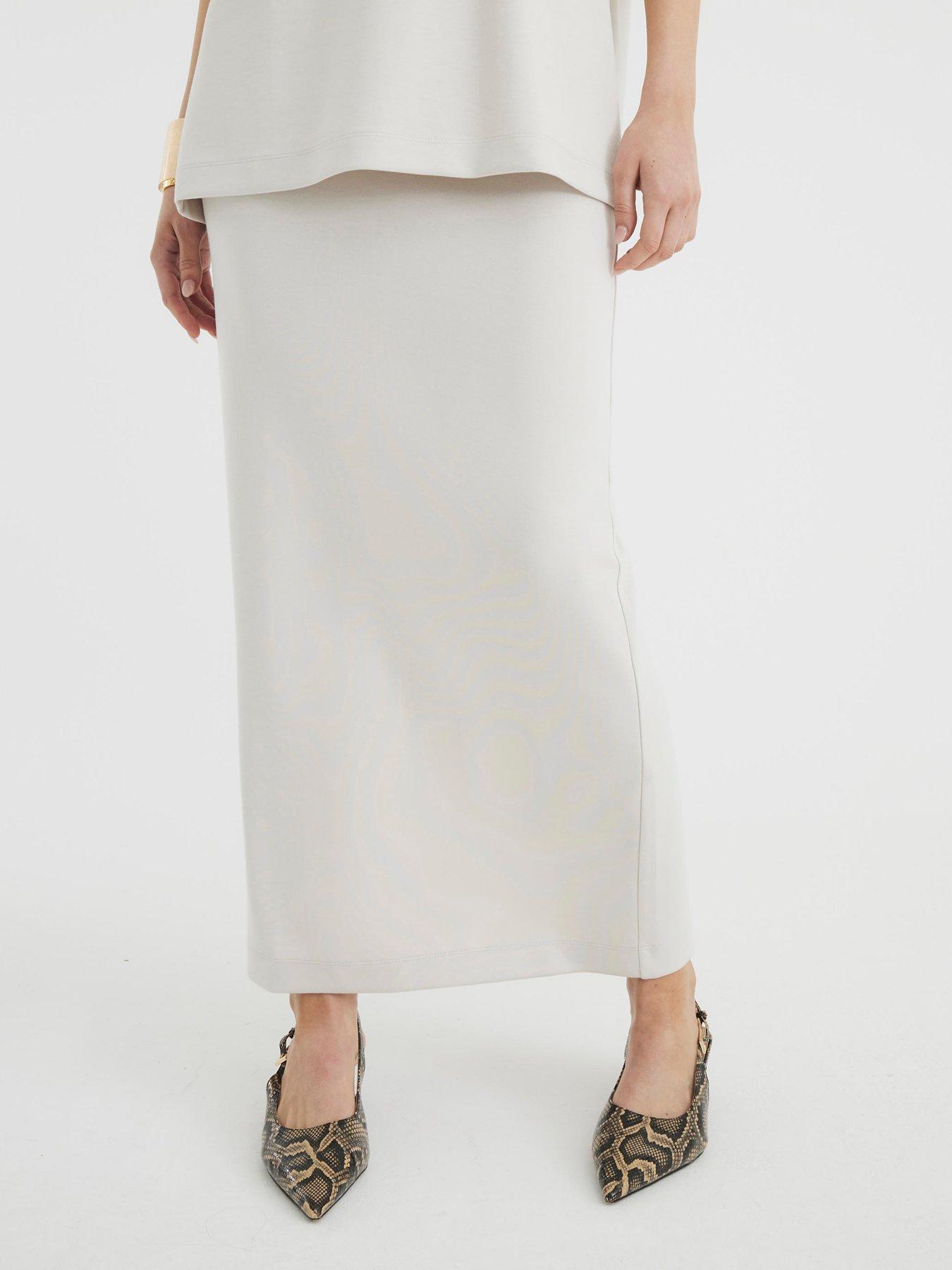 River Island Neoprene Maxi Skirt Cream Very