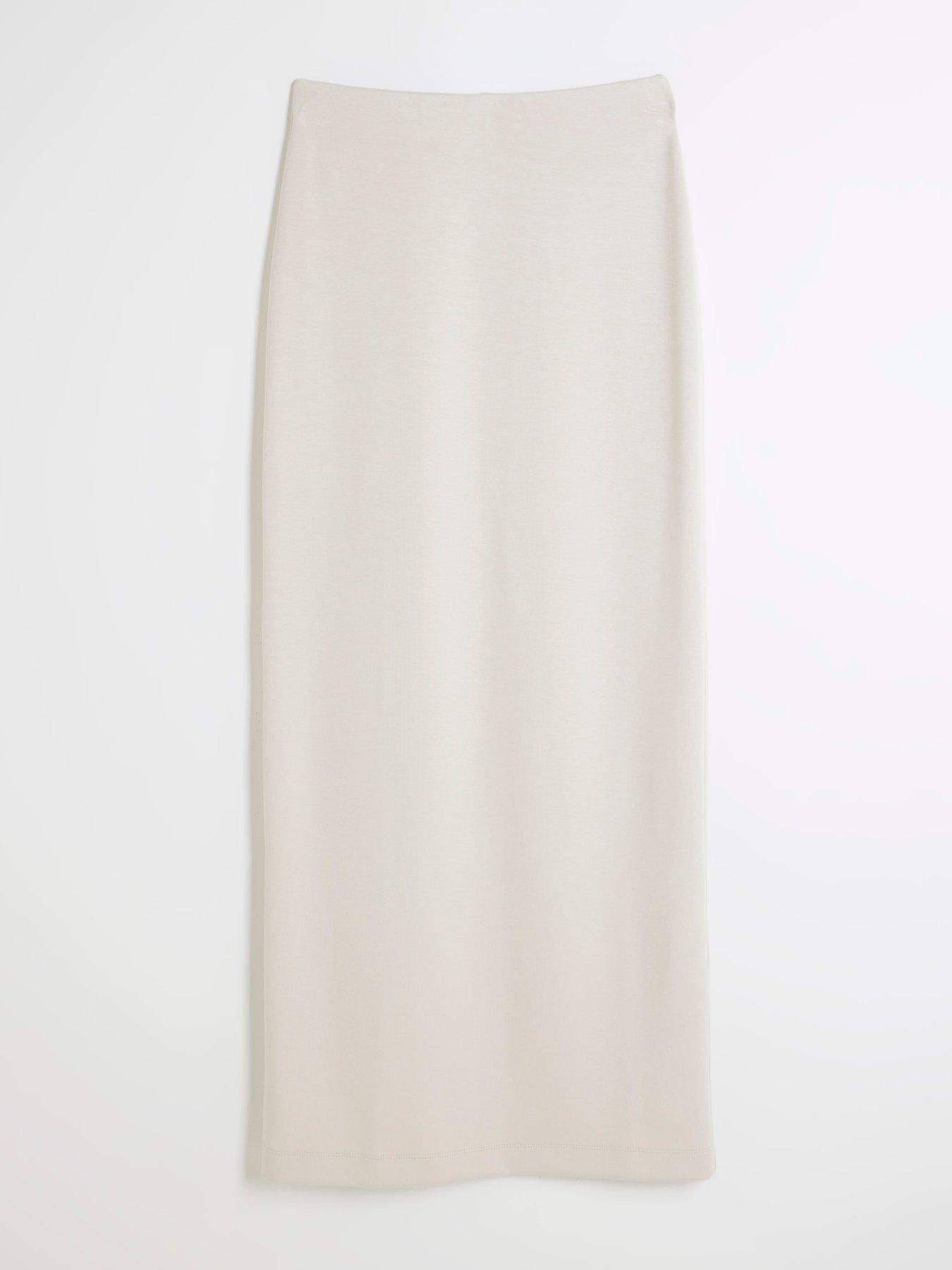 River Island Neoprene Maxi Skirt Cream Very