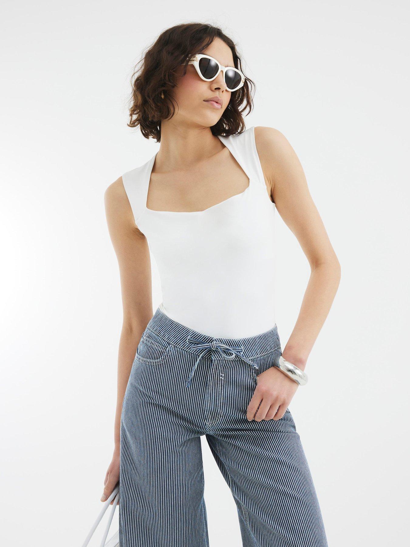undefined Square Neck Bodysuit - White