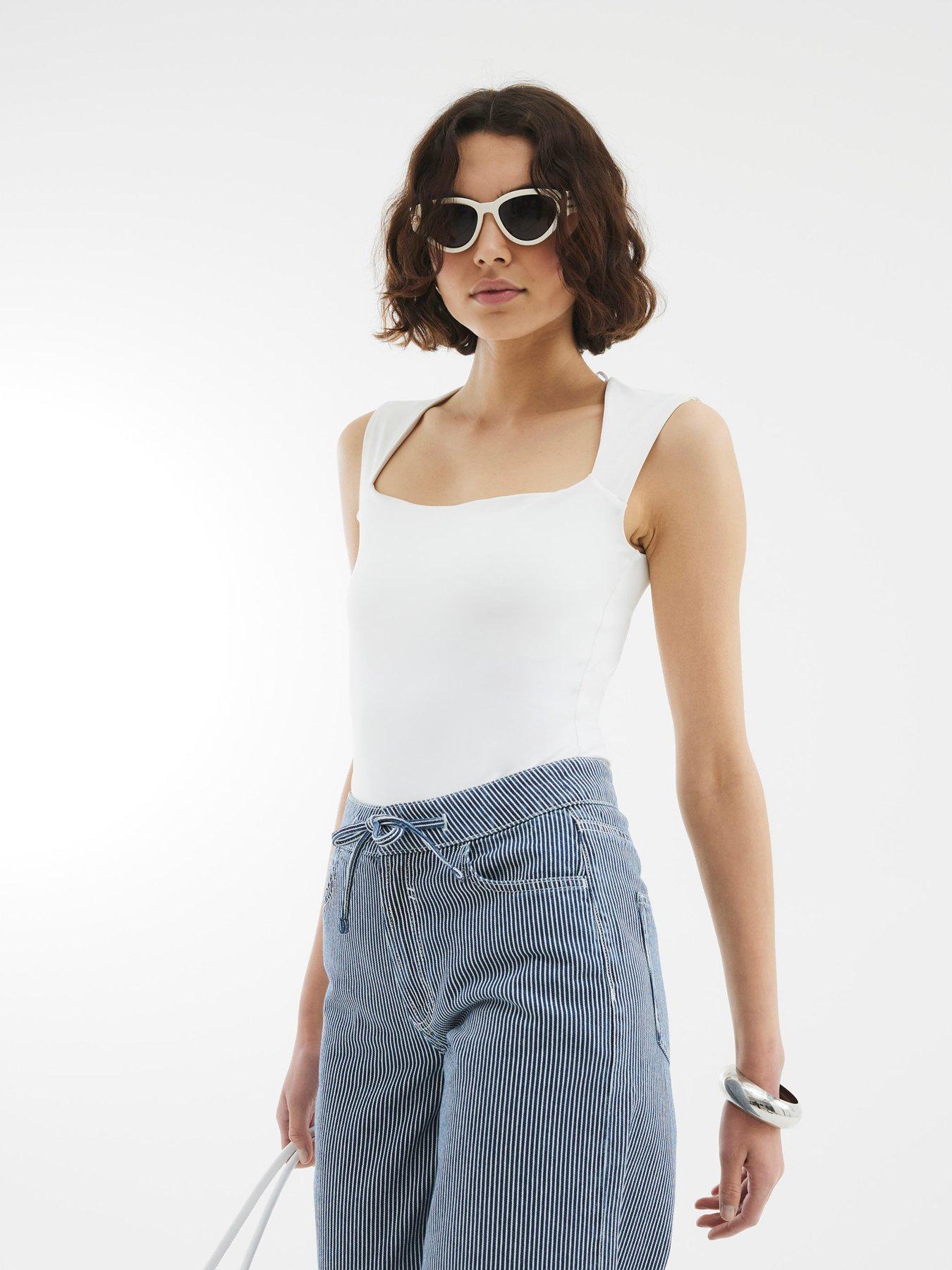 Image 2 of 4 of River Island Square Neck Bodysuit - White