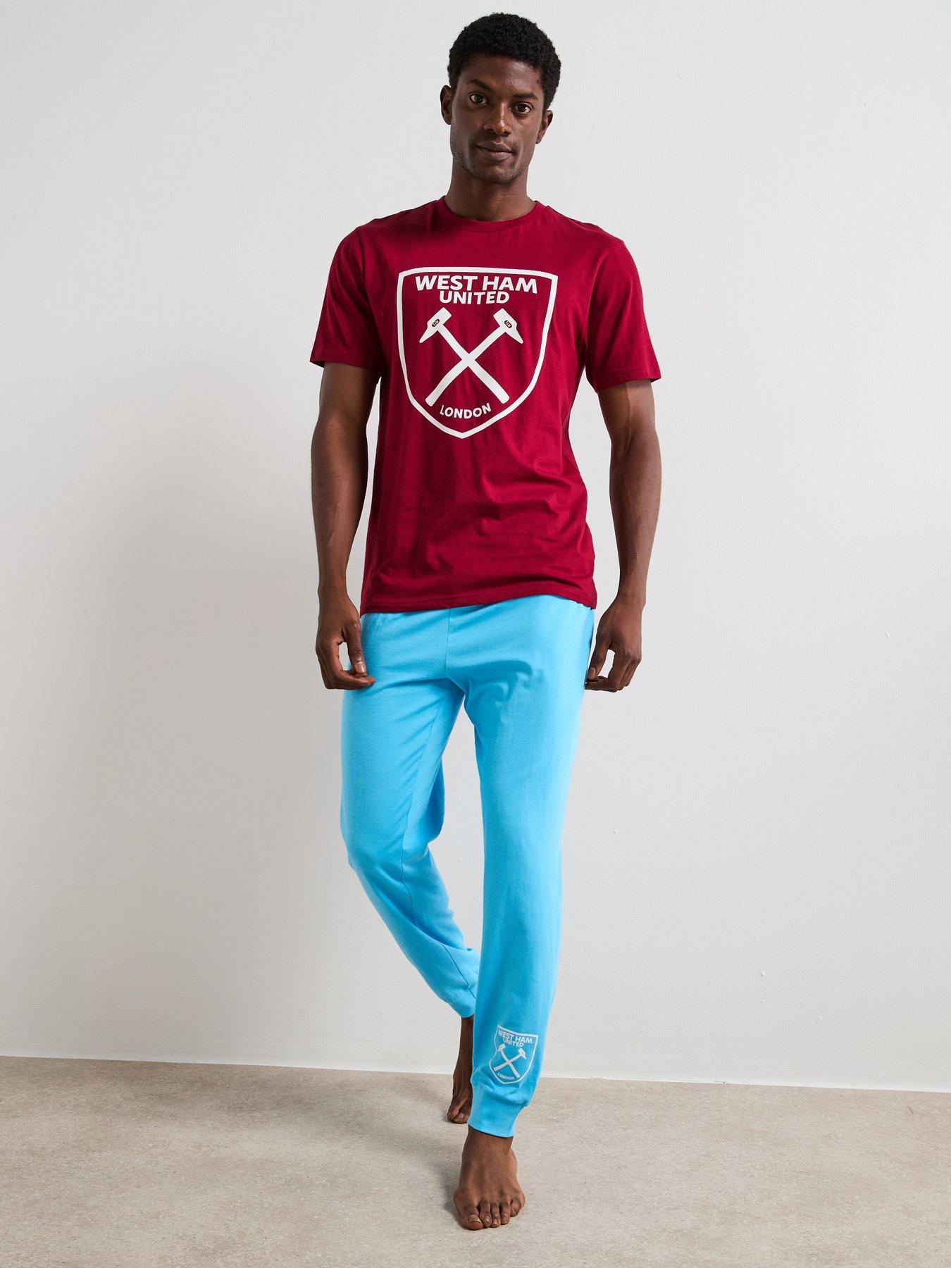 undefined Mens West Ham Utd FC Short Sleeve Pyjama Set - Burgundy