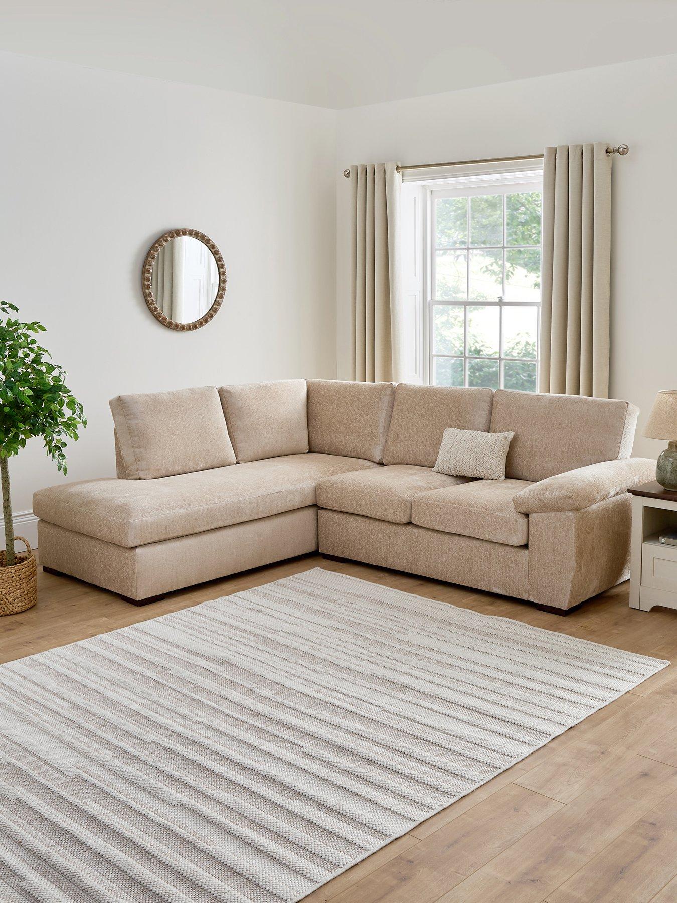 Very Home Salerno Standard Back Fabric Left Hand Corner Chaise Sofa in Natural - FSC® Certified