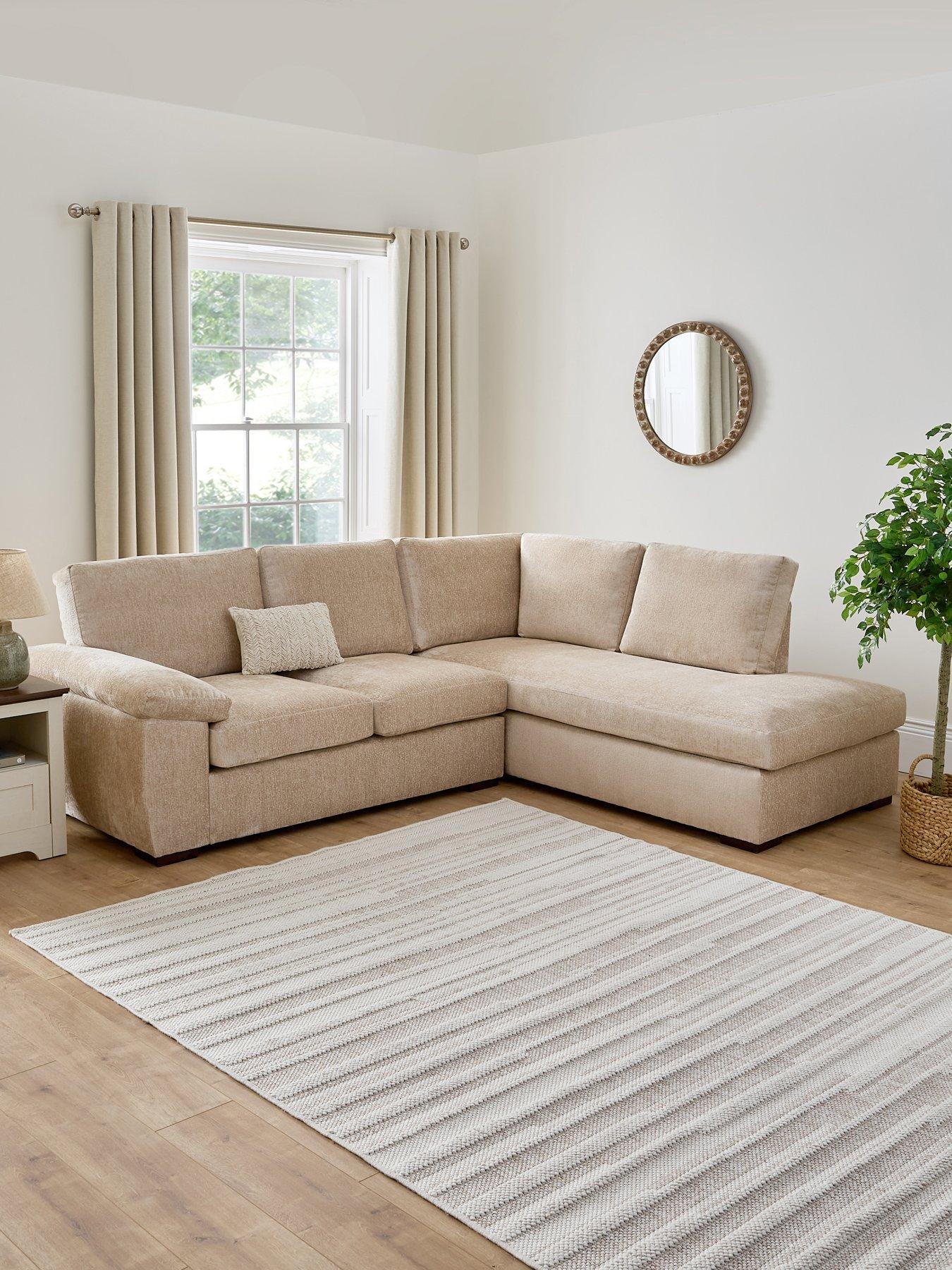 undefined Salerno Standard Seater Fabric Right Hand Corner Chaise Sofa - Natural - FSC® Certified