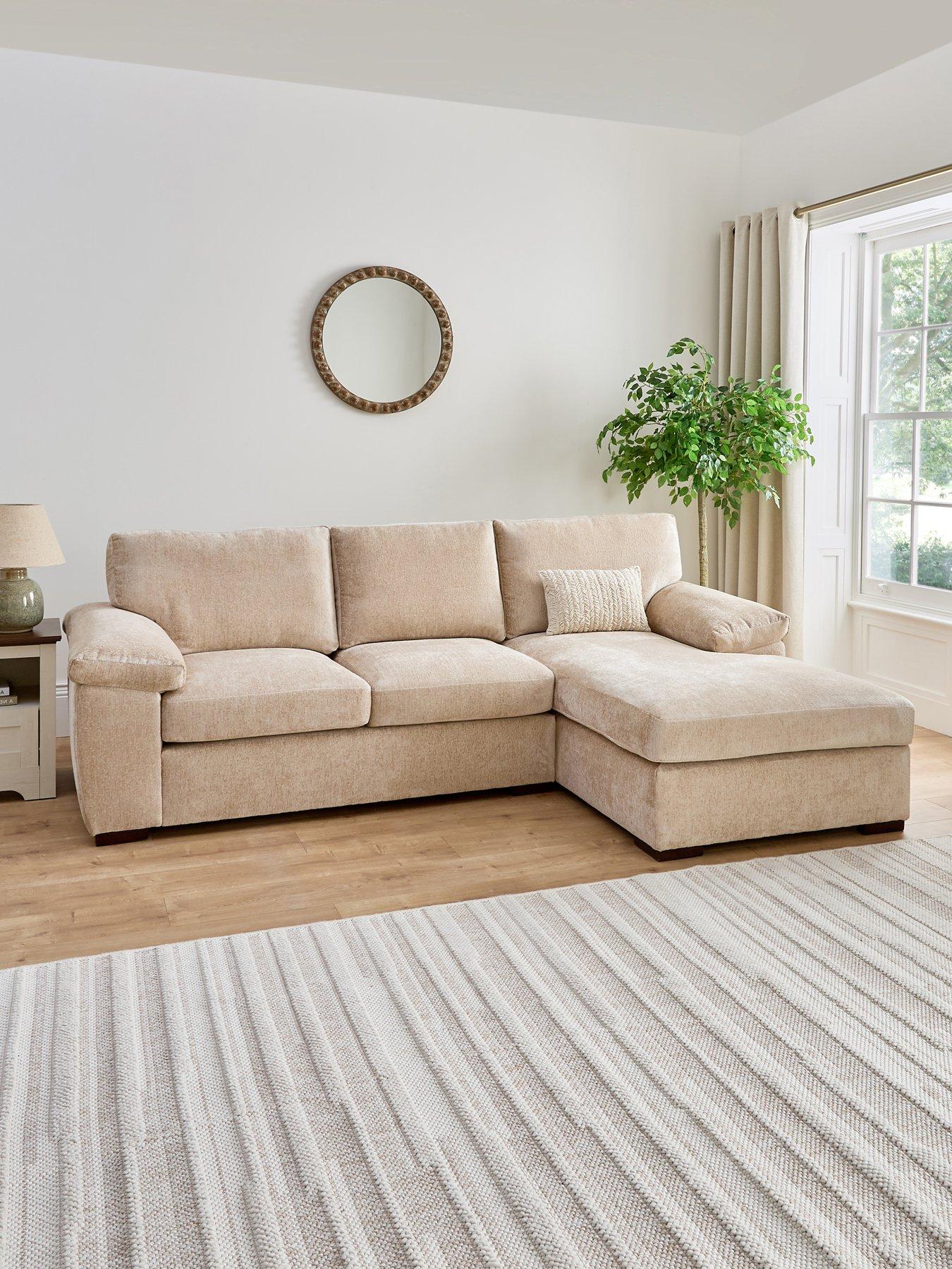 undefined Salerno Standard Seater Fabric Right Hand Corner Chaise Sofa - Natural - FSC® Certified