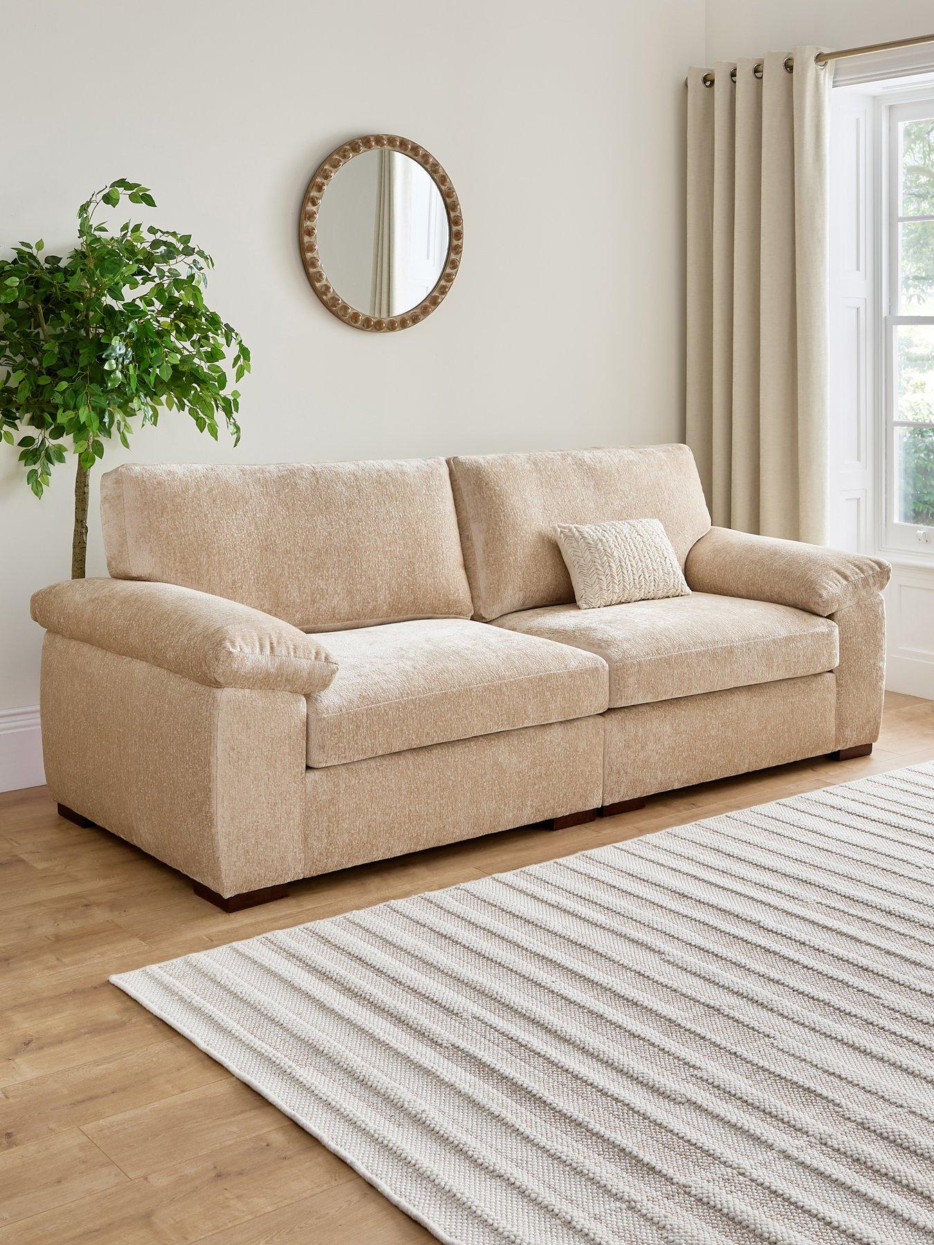 undefined Salerno Standard 4 Seater Fabric Sofa in Natural - FSC® Certified