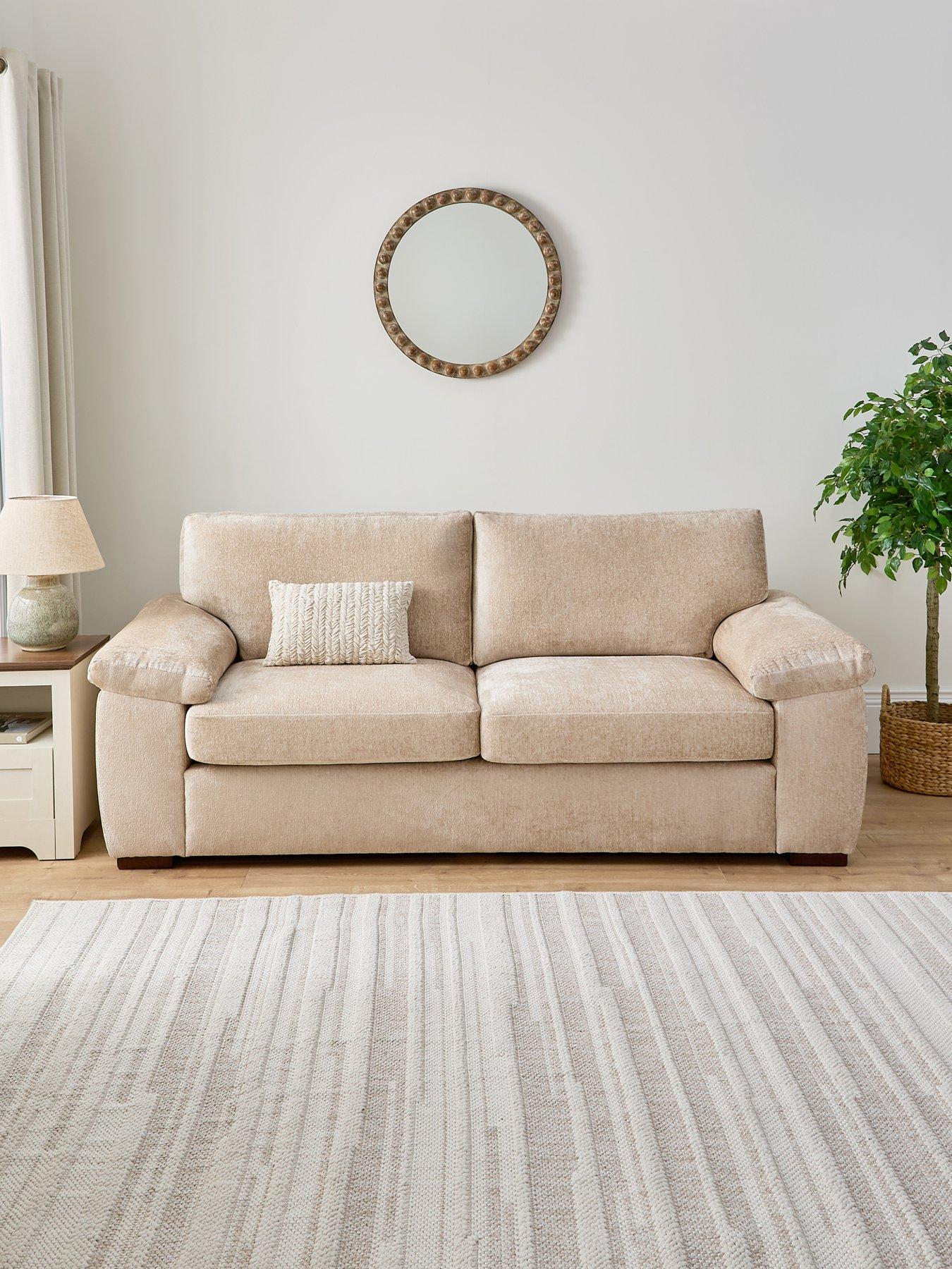 undefined Salerno Standard Back 3 Seater Fabric Sofa - Natural - FSC® Certified