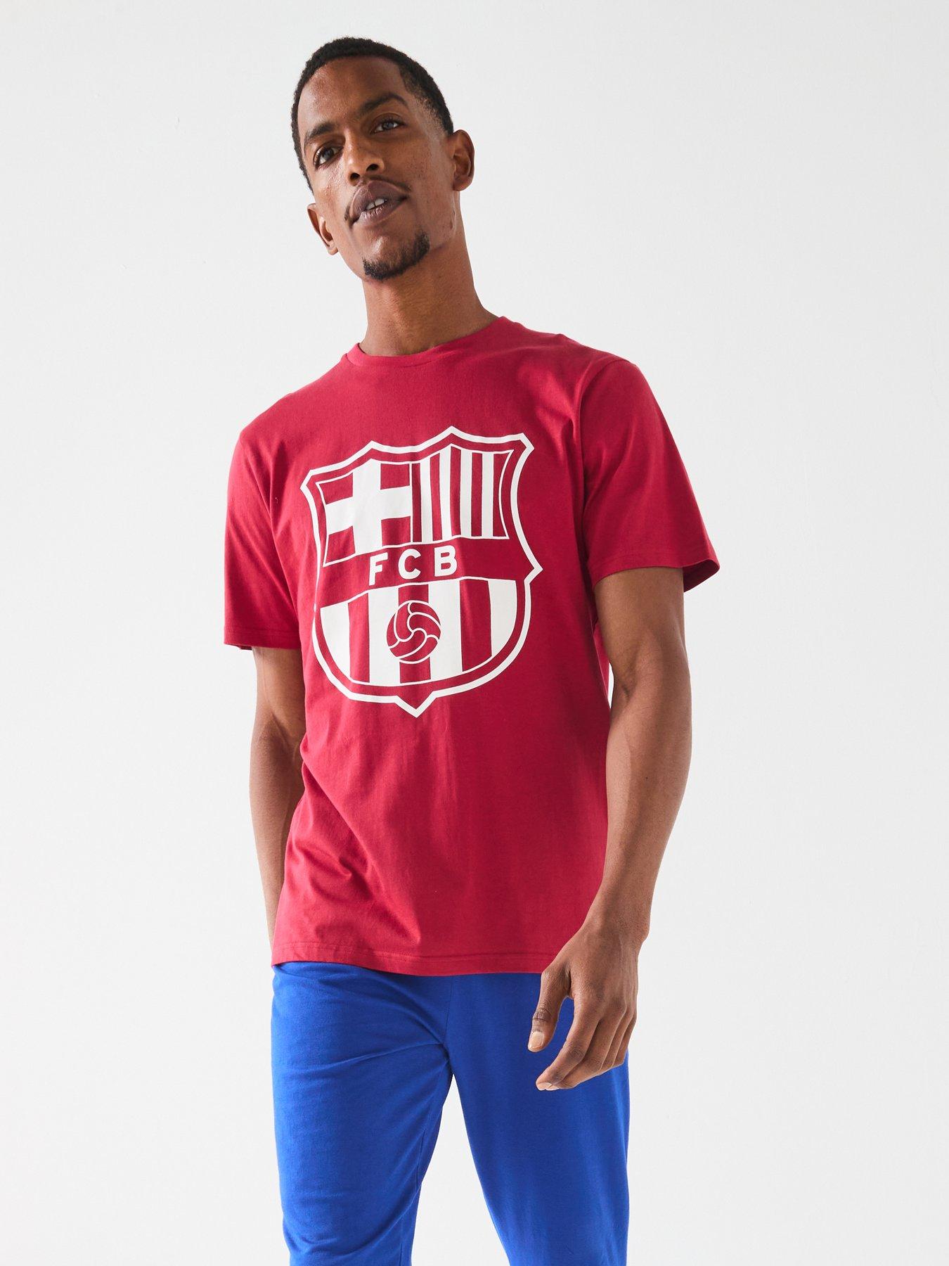 undefined Mens FC Barcelona Short Sleeve Pyjama Set - Burgundy