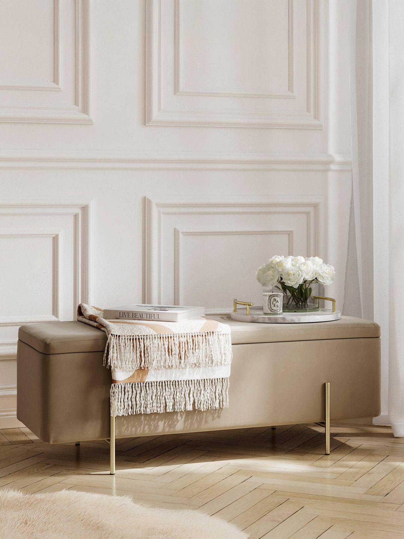 LPD Home Lola Storage Ottoman - Beige