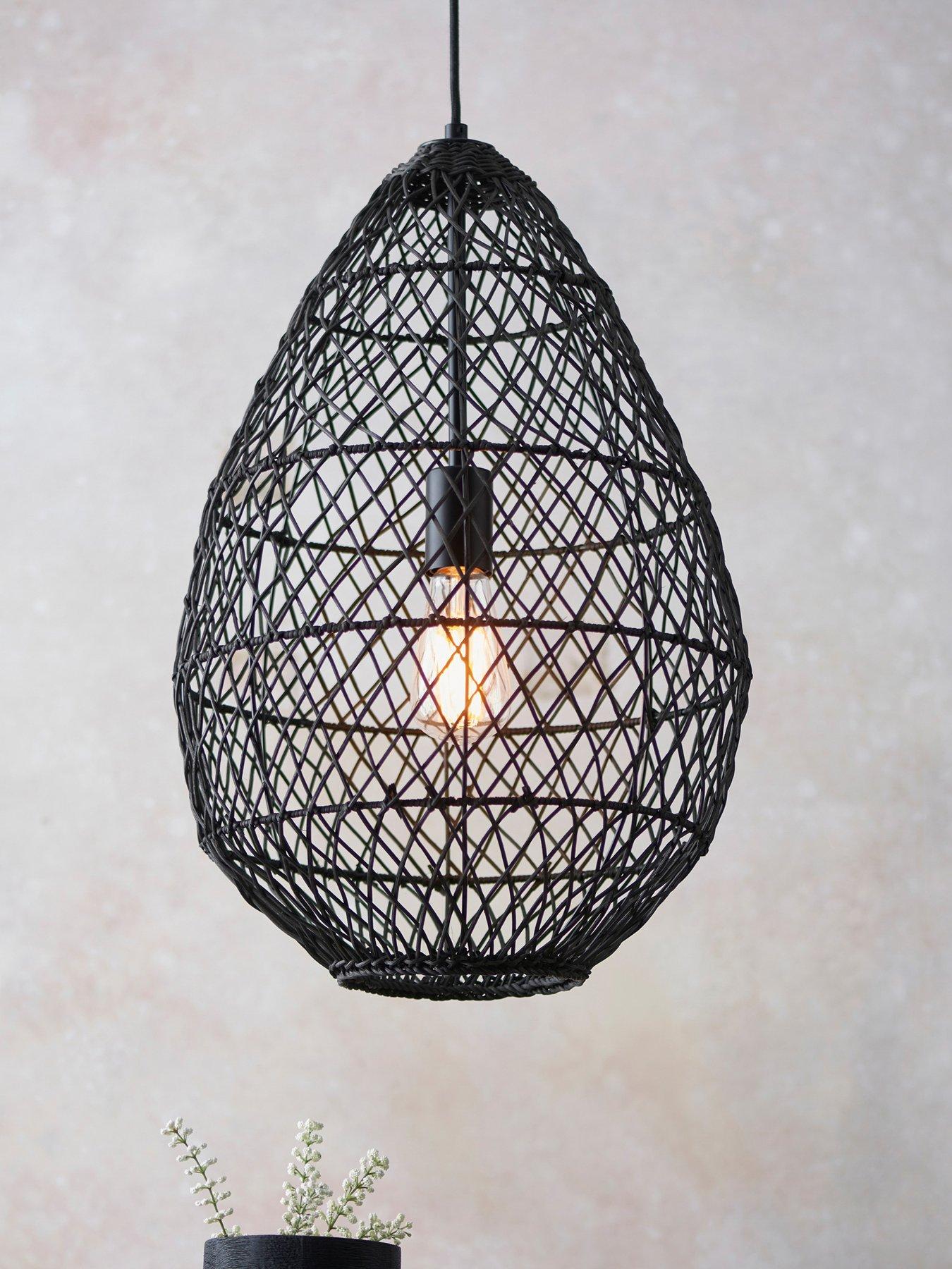 Gallery Direct Pimva 1 Pendant Light Black Rattan