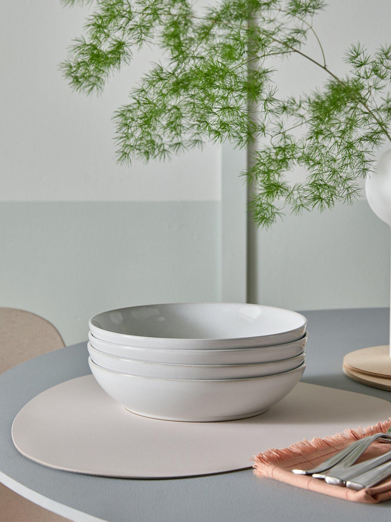 Product photograph of Denby Cotton White Set Of 4 Pasta Bowls from very.co.uk