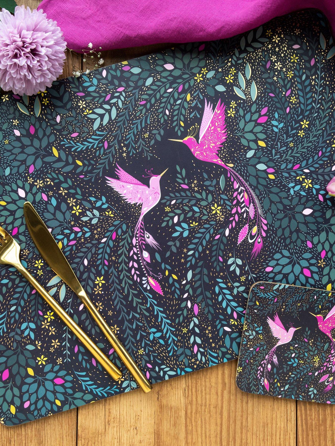 Image 1 of 5 of Sara Miller &nbsp;India Collection Set of 4 Placemats &ndash; Hummingbird Paradise