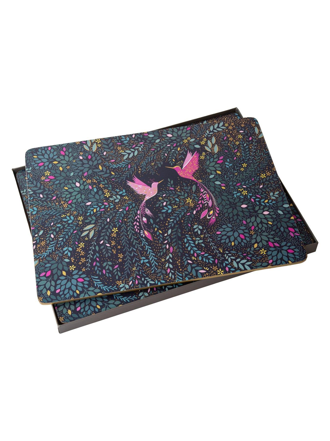Image 5 of 5 of Sara Miller &nbsp;India Collection Set of 4 Placemats &ndash; Hummingbird Paradise