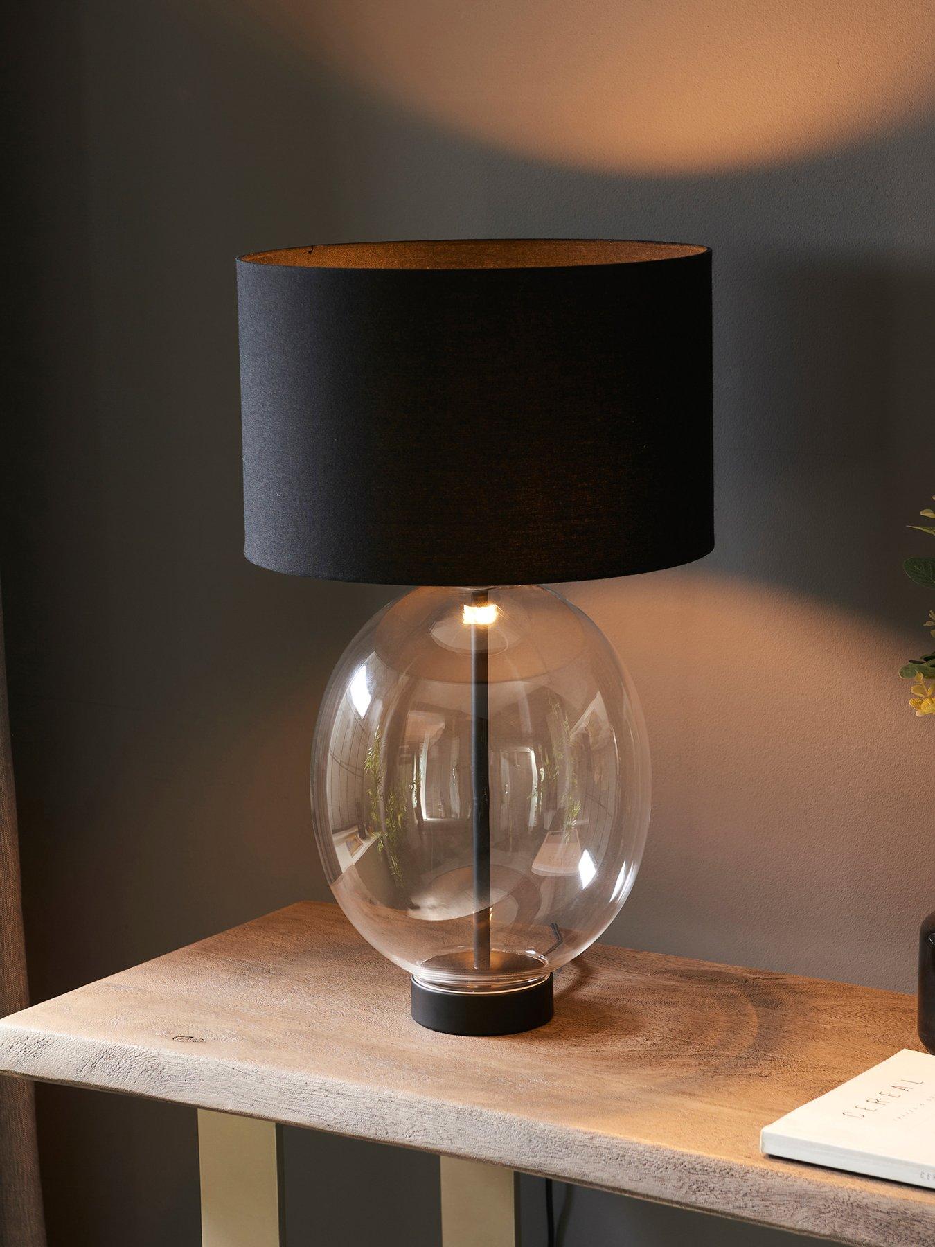 undefined Kelda Oval Table Lamp Clear Glass Black