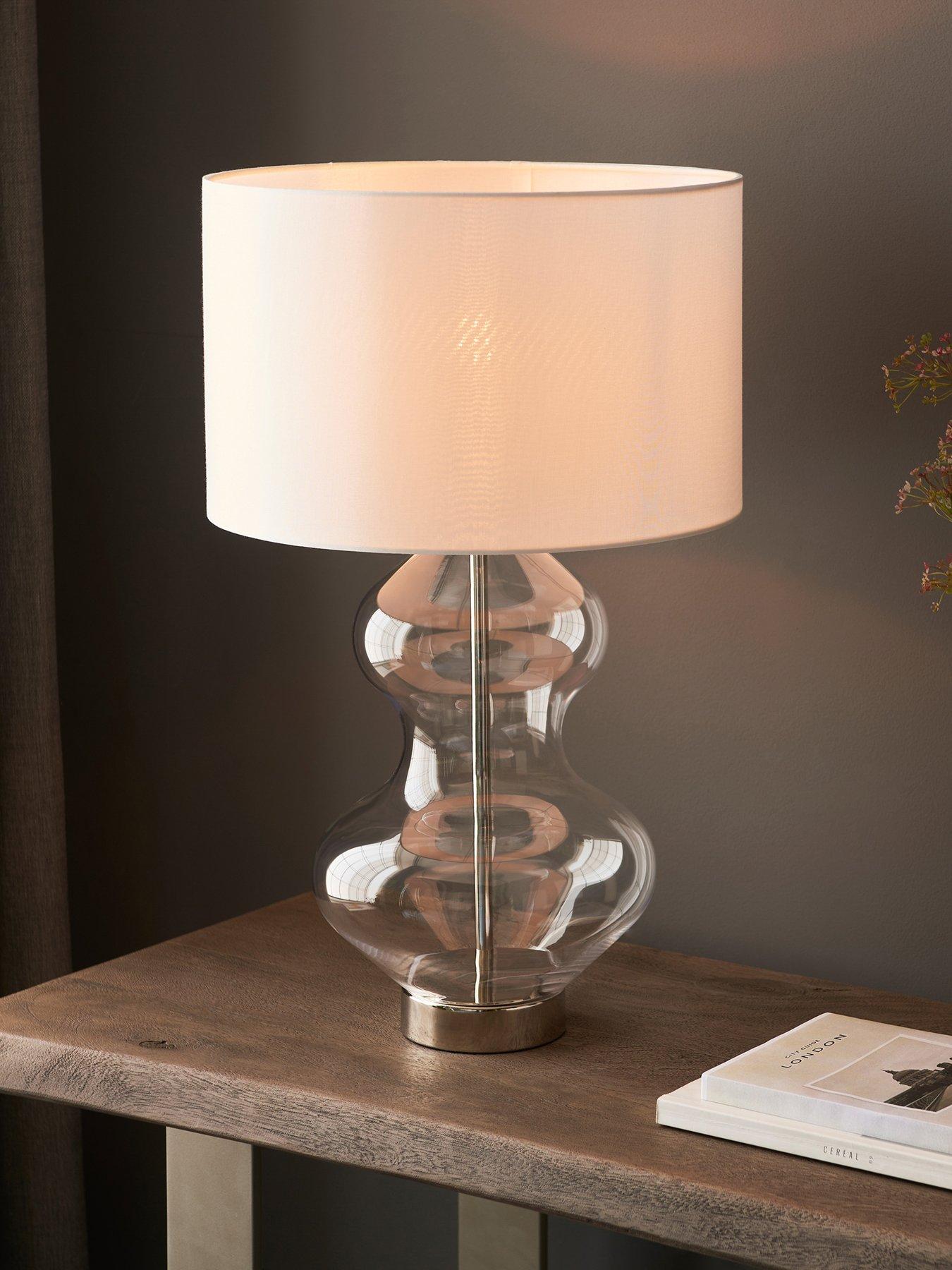 undefined Kelda Shaped Table Lamp Satin Brass Vintage White