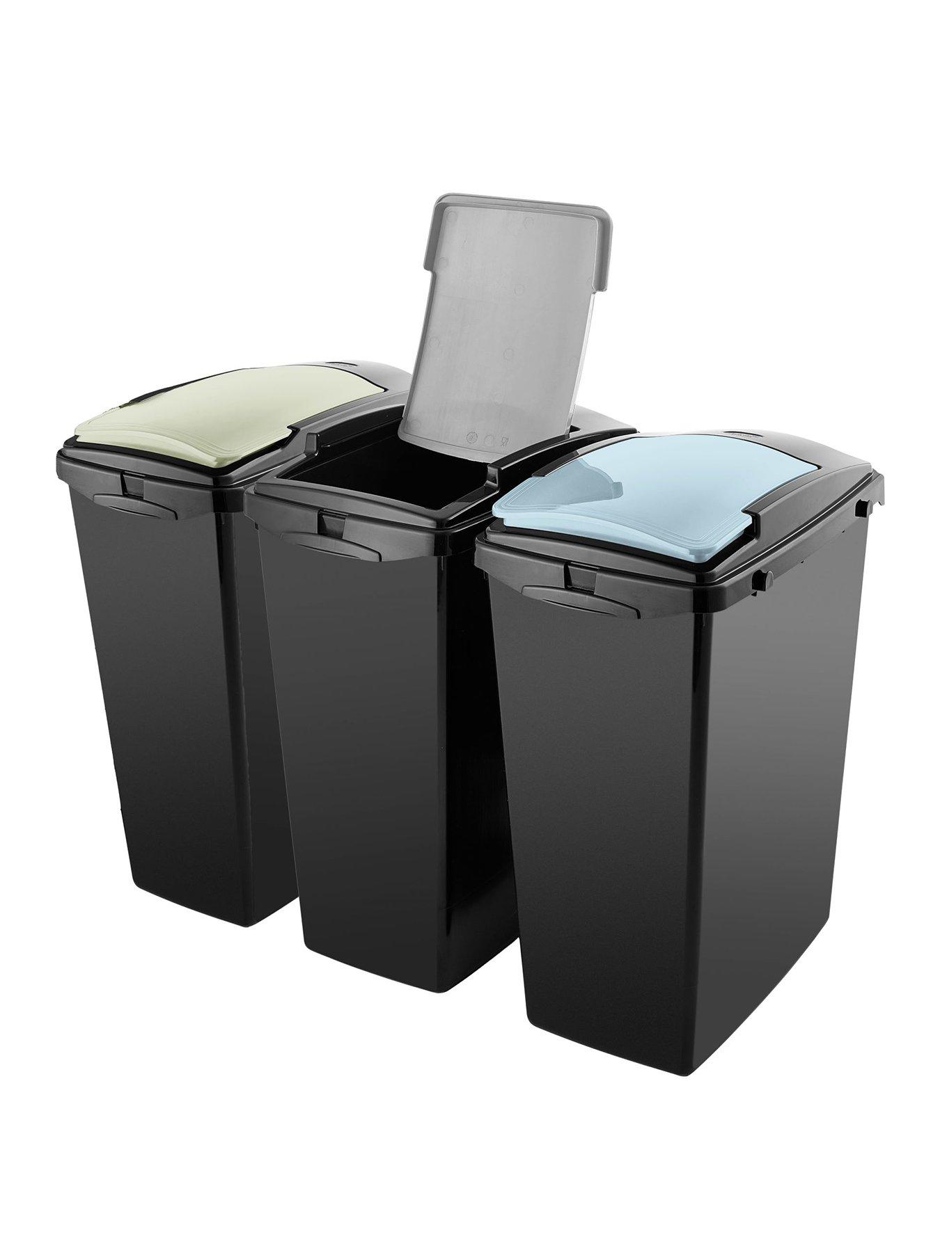 Addis Set of 3 40ltr Recycling Bins - Green, Blue & Grey