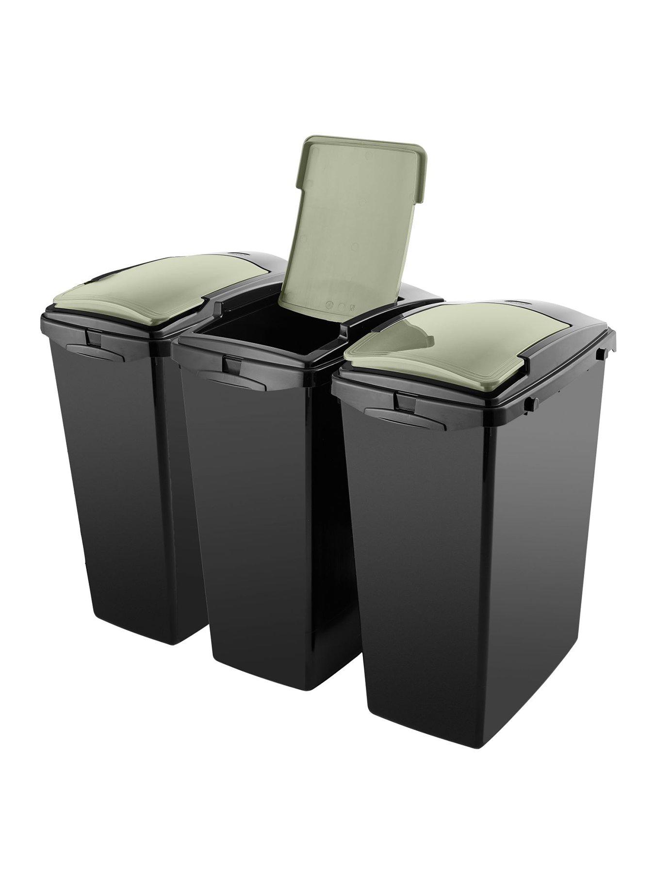 undefined Set of 3 40ltr Recycling Bins - Green