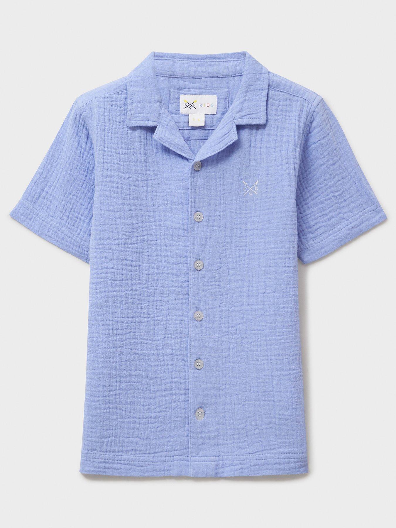 undefined Boys Cotton Resort Short Sleeve Shirt - Blue