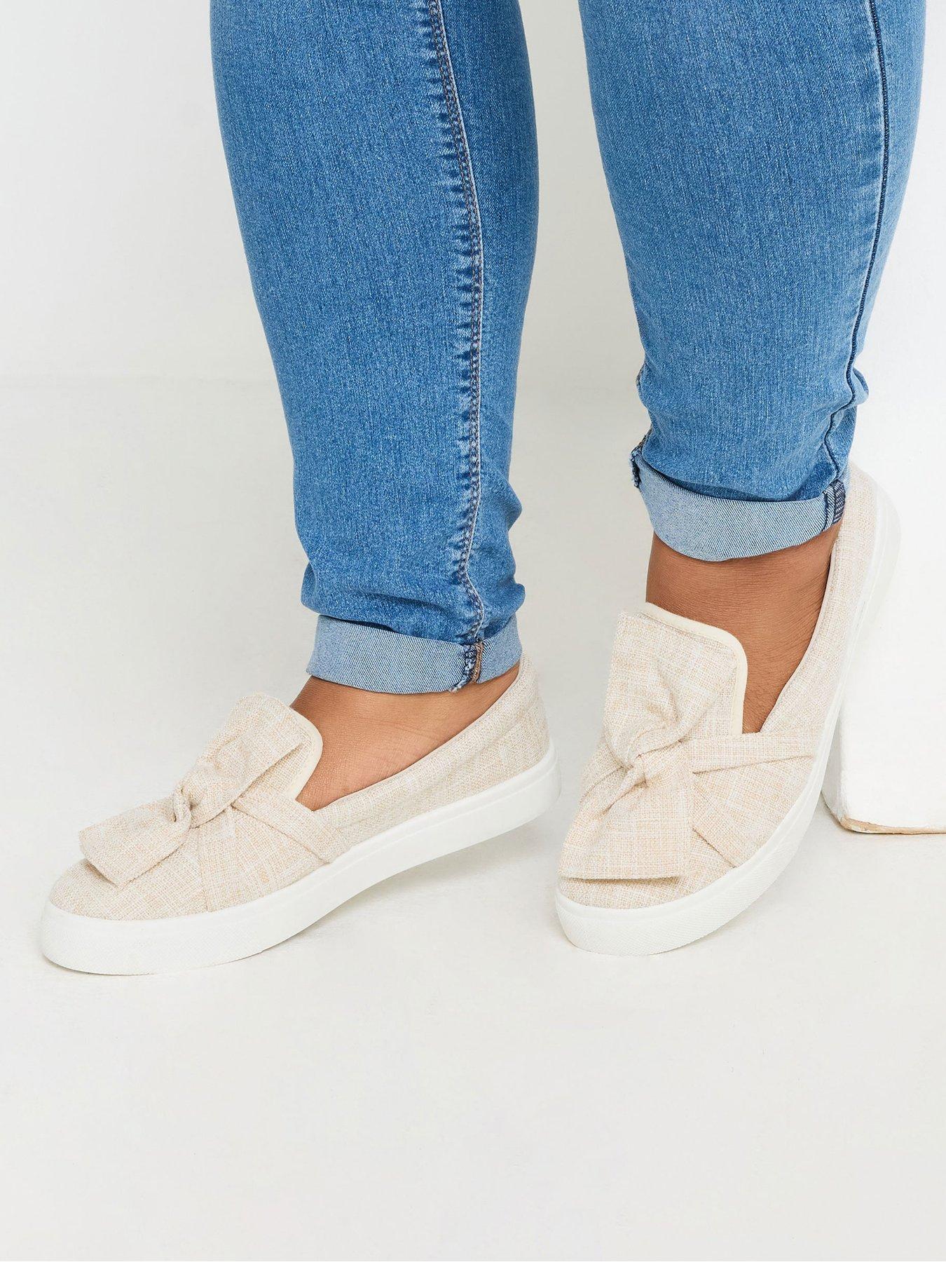 Yours Wide Fit Twist Bow Trainers White Very