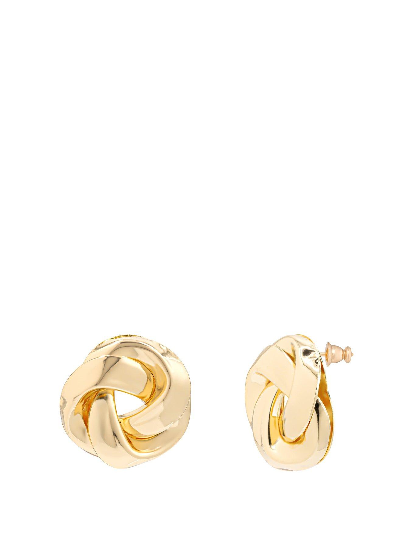 Product photograph of V By Very Statement Gold Plated Knot Stud Earrings from very.co.uk