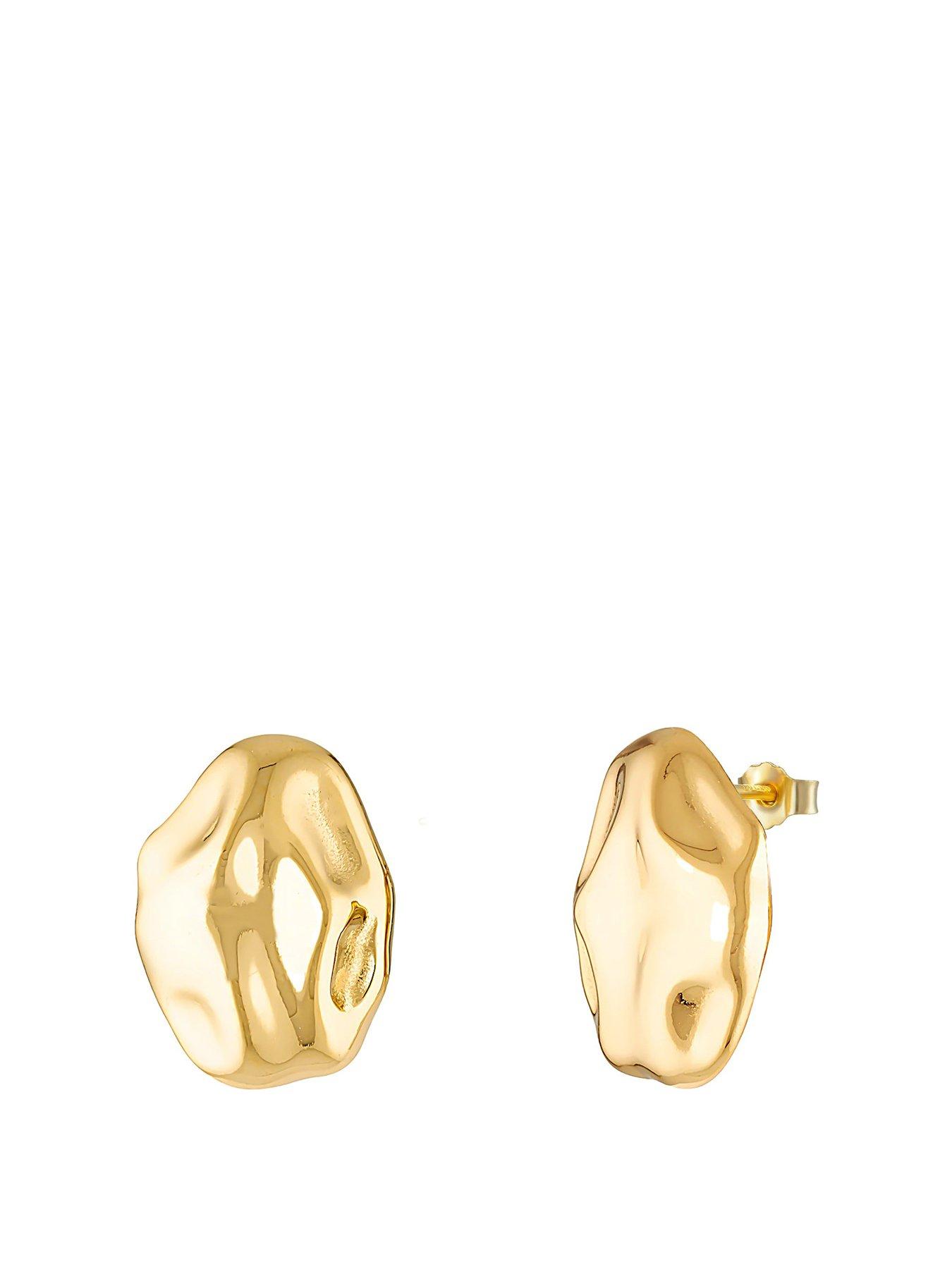 Product photograph of V By Very Statement Gold Plated Molten Stud Earrings from very.co.uk
