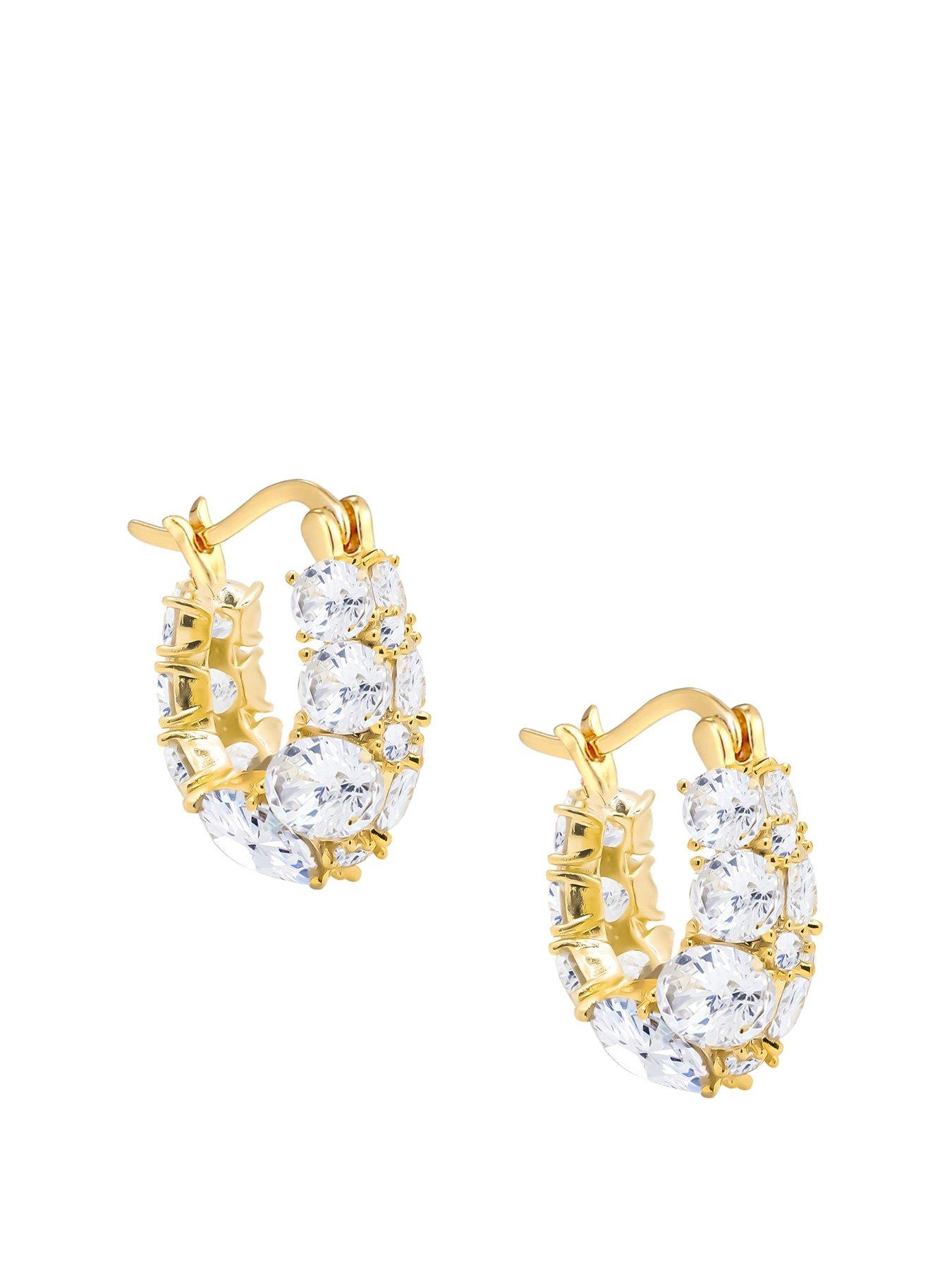 undefined CZ Cluster Oval Hoop Earrings