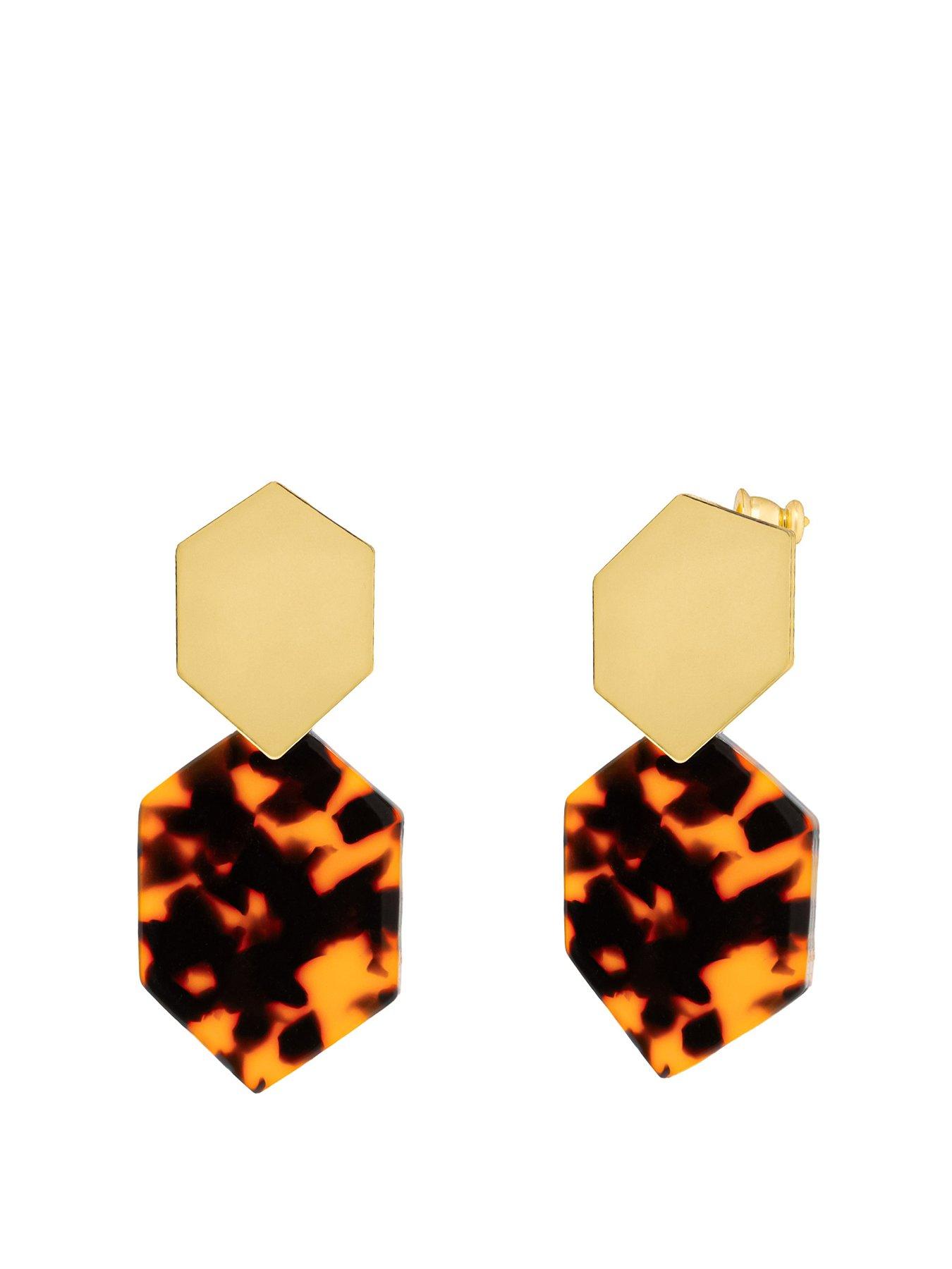undefined Tortoise Shell Geometric Dropper Earrings