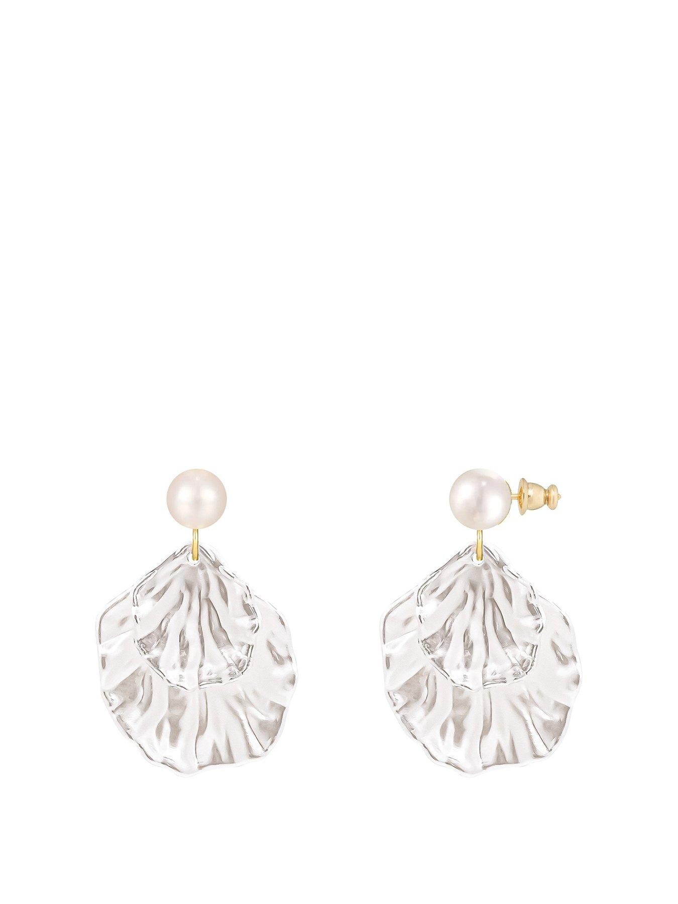 Image 1 of 6 of V by Very Statement Shell and Pearl Drop Earrings