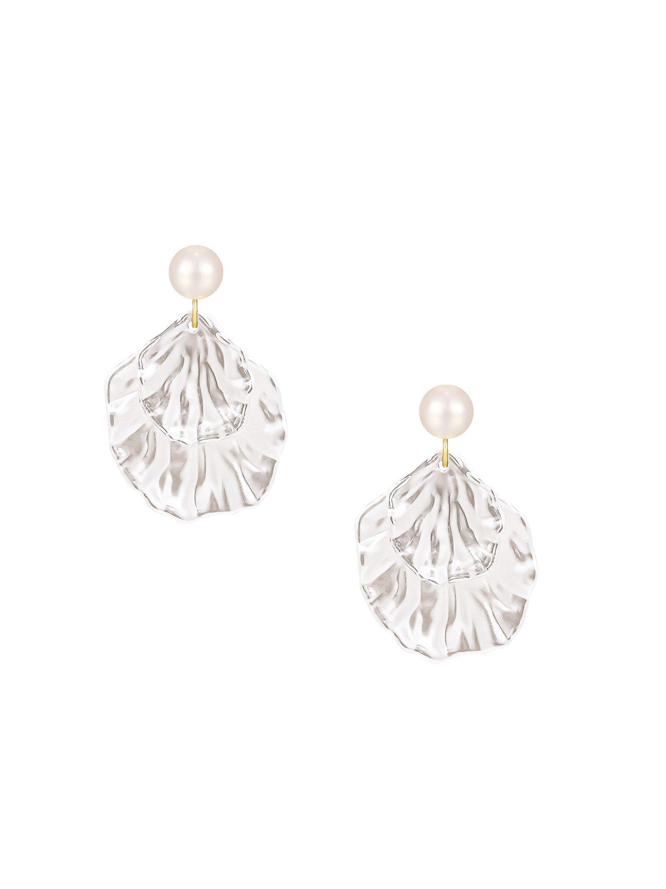 Image 3 of 6 of V by Very Statement Shell and Pearl Drop Earrings