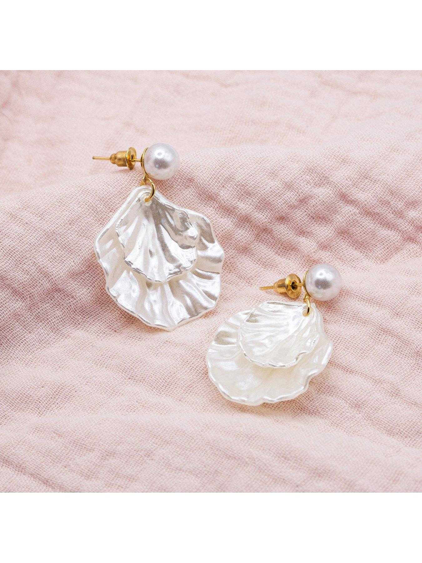 Image 5 of 6 of V by Very Statement Shell and Pearl Drop Earrings
