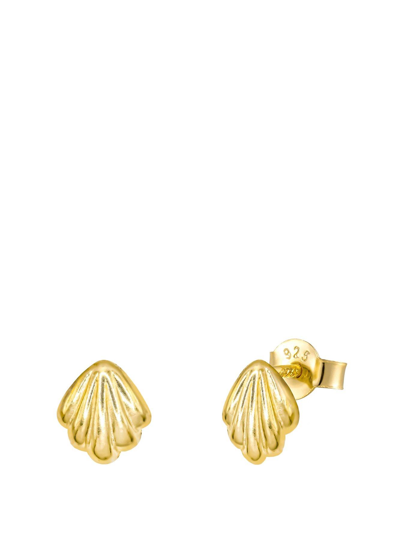 V by Very Gold Plated Sterling Silver Shell Stud Earring