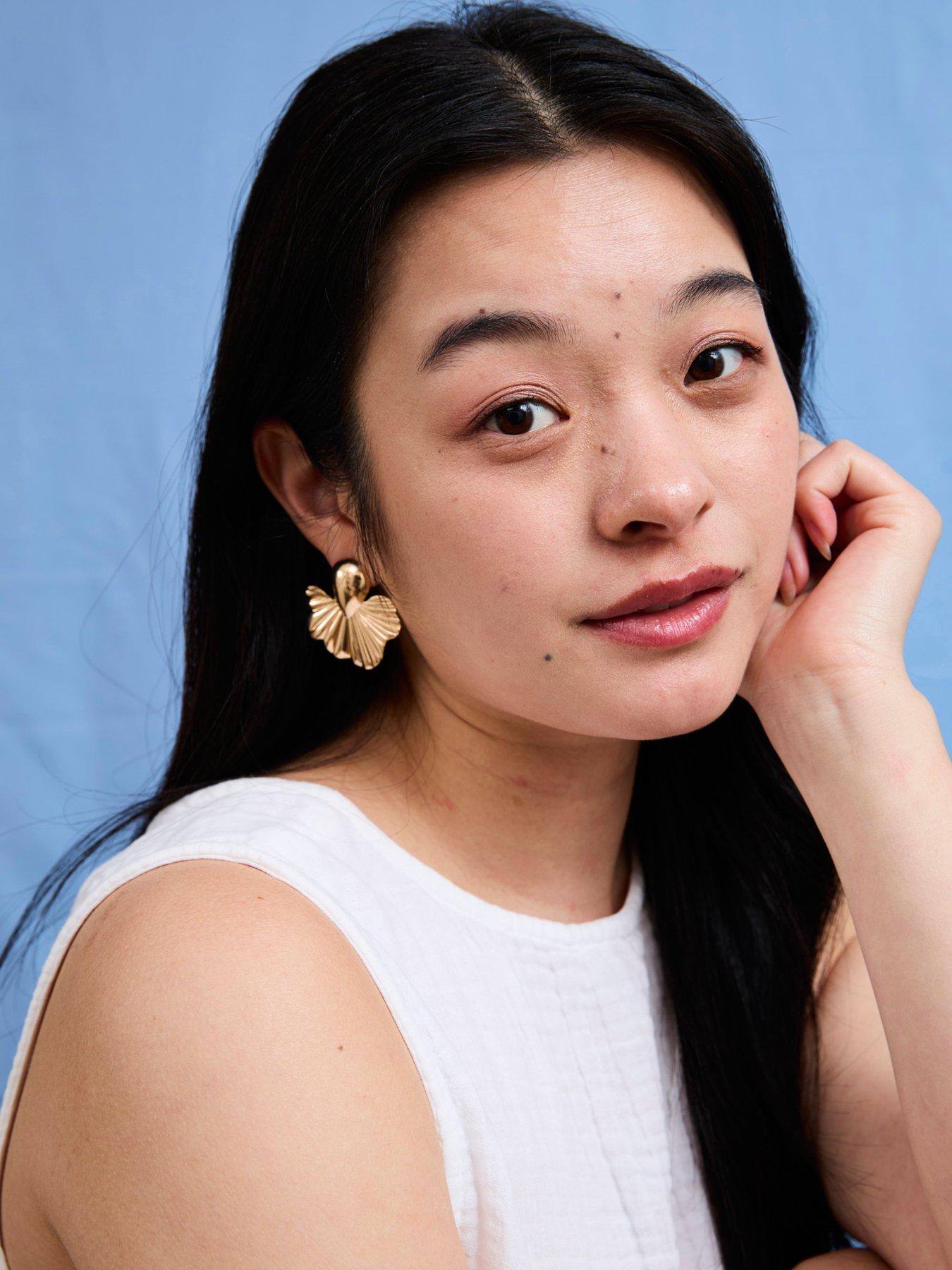Image 2 of 5 of V by Very Gold Plated Statement Floral Drop Earrings