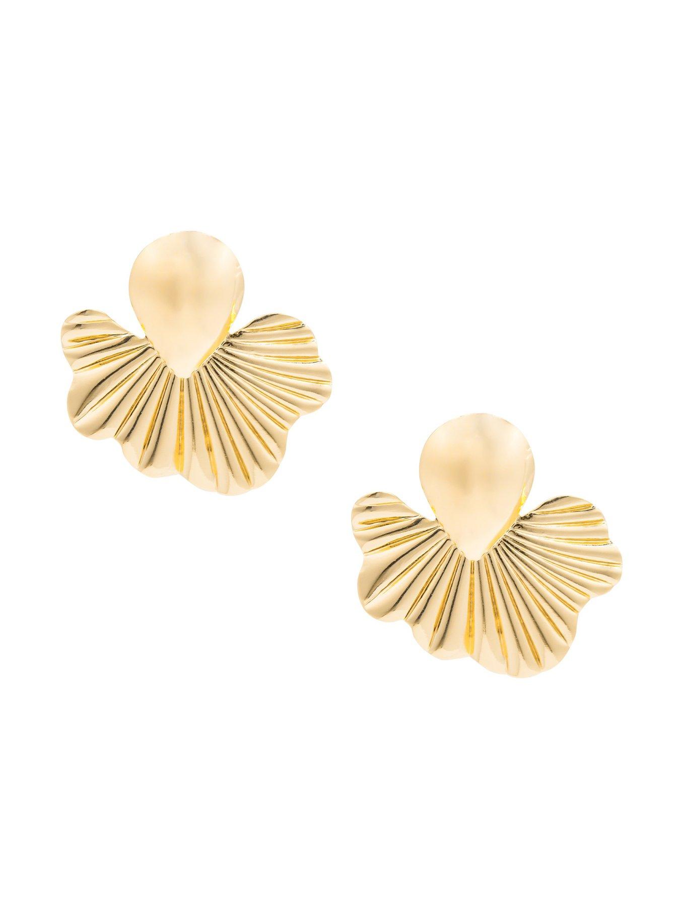 Image 3 of 5 of V by Very Gold Plated Statement Floral Drop Earrings