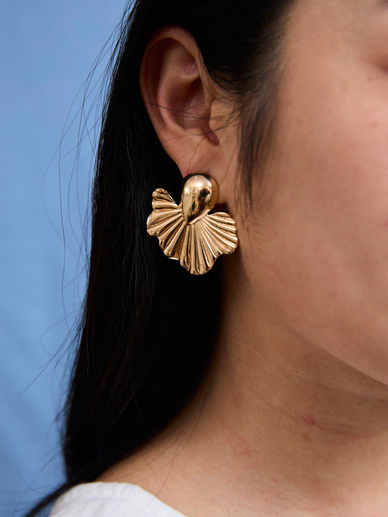 Image 4 of 5 of V by Very Gold Plated Statement Floral Drop Earrings