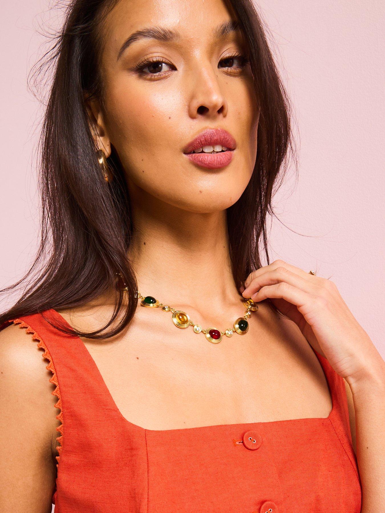 undefined Gold Plated Multi Stone Necklace