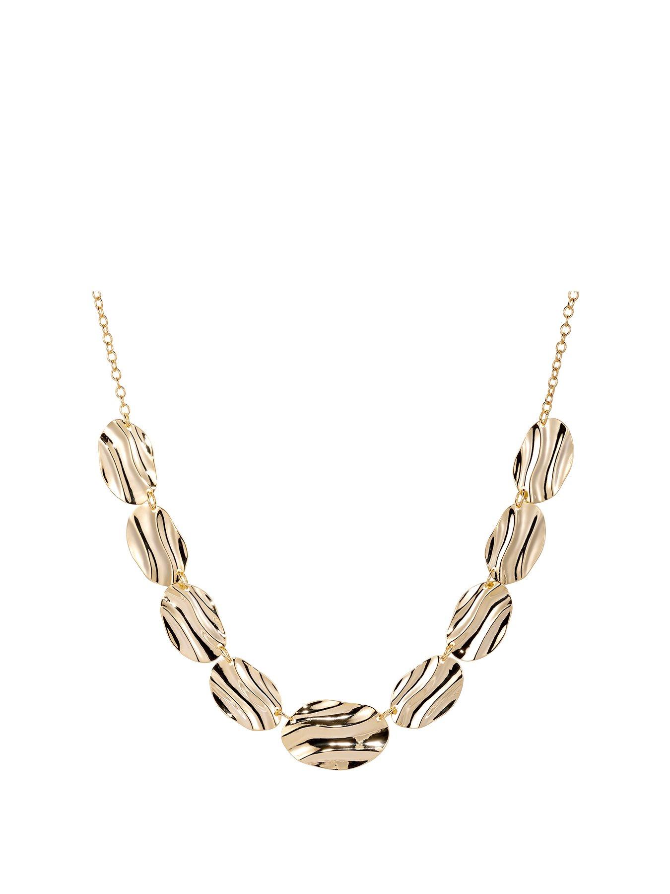 undefined Gold Plated Chunky Statement Textured Necklace