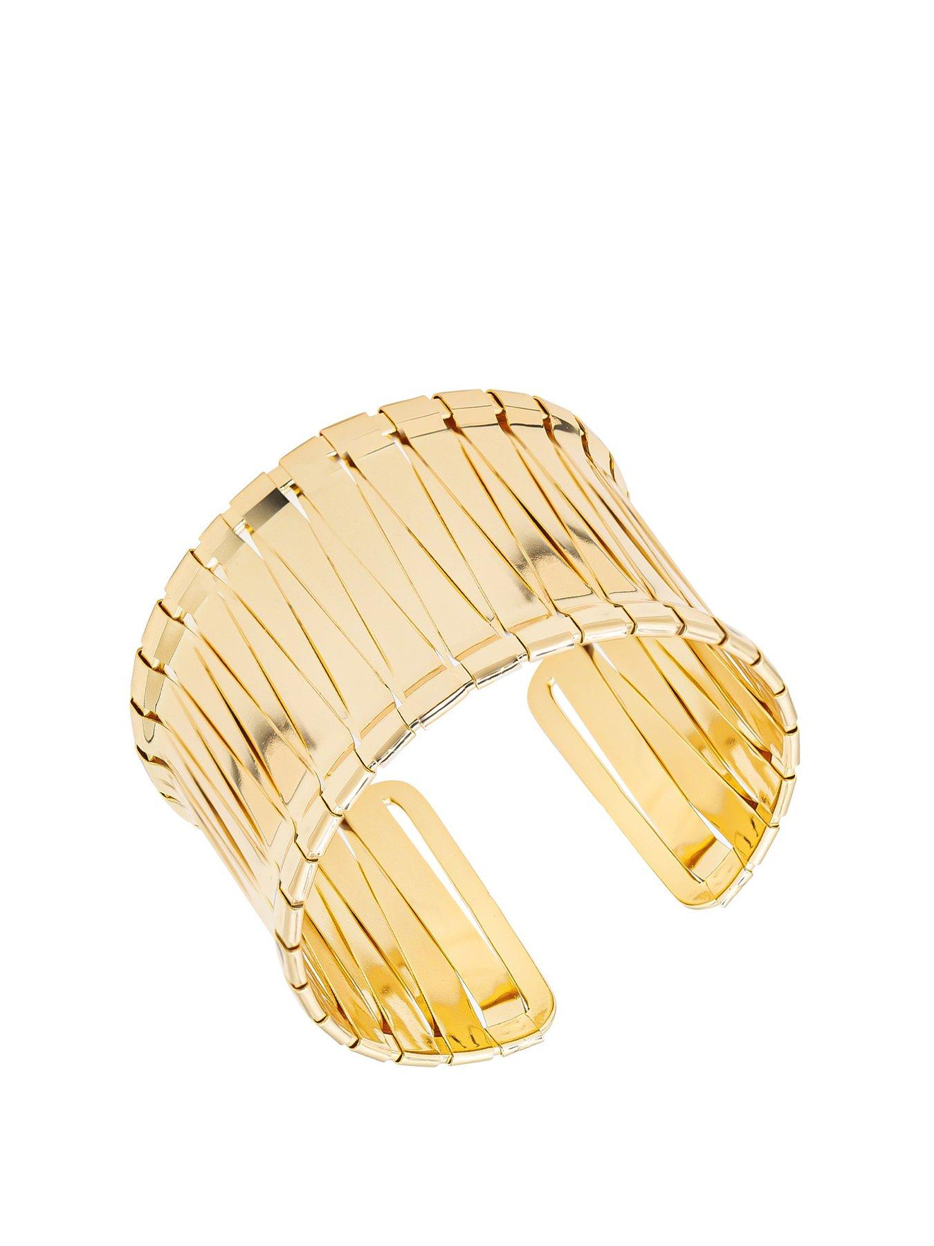 undefined Chunky Statement Gold Plated Caged Bangle