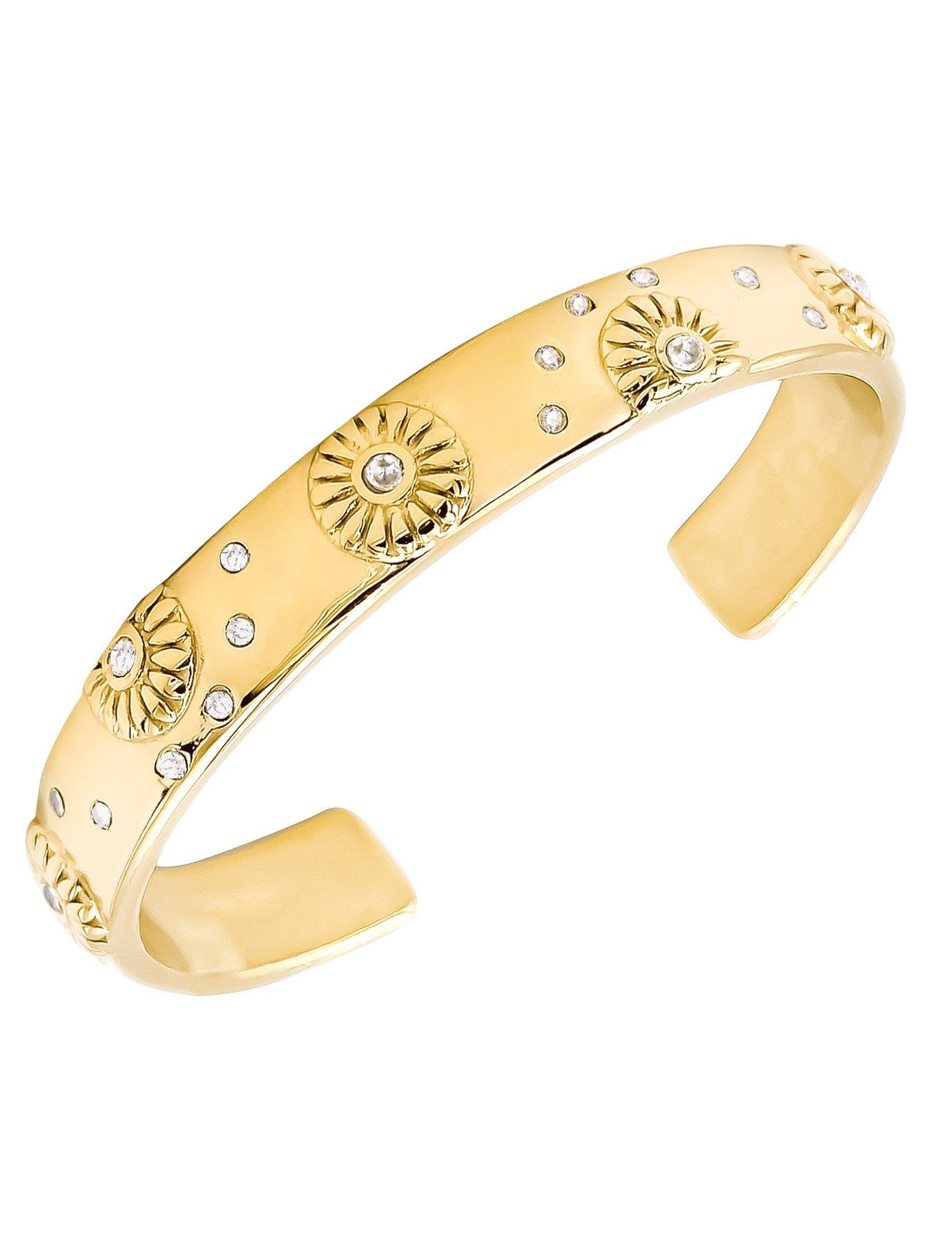 Image 2 of 4 of V by Very Gold Plated Flower CZ Cuff Bangle