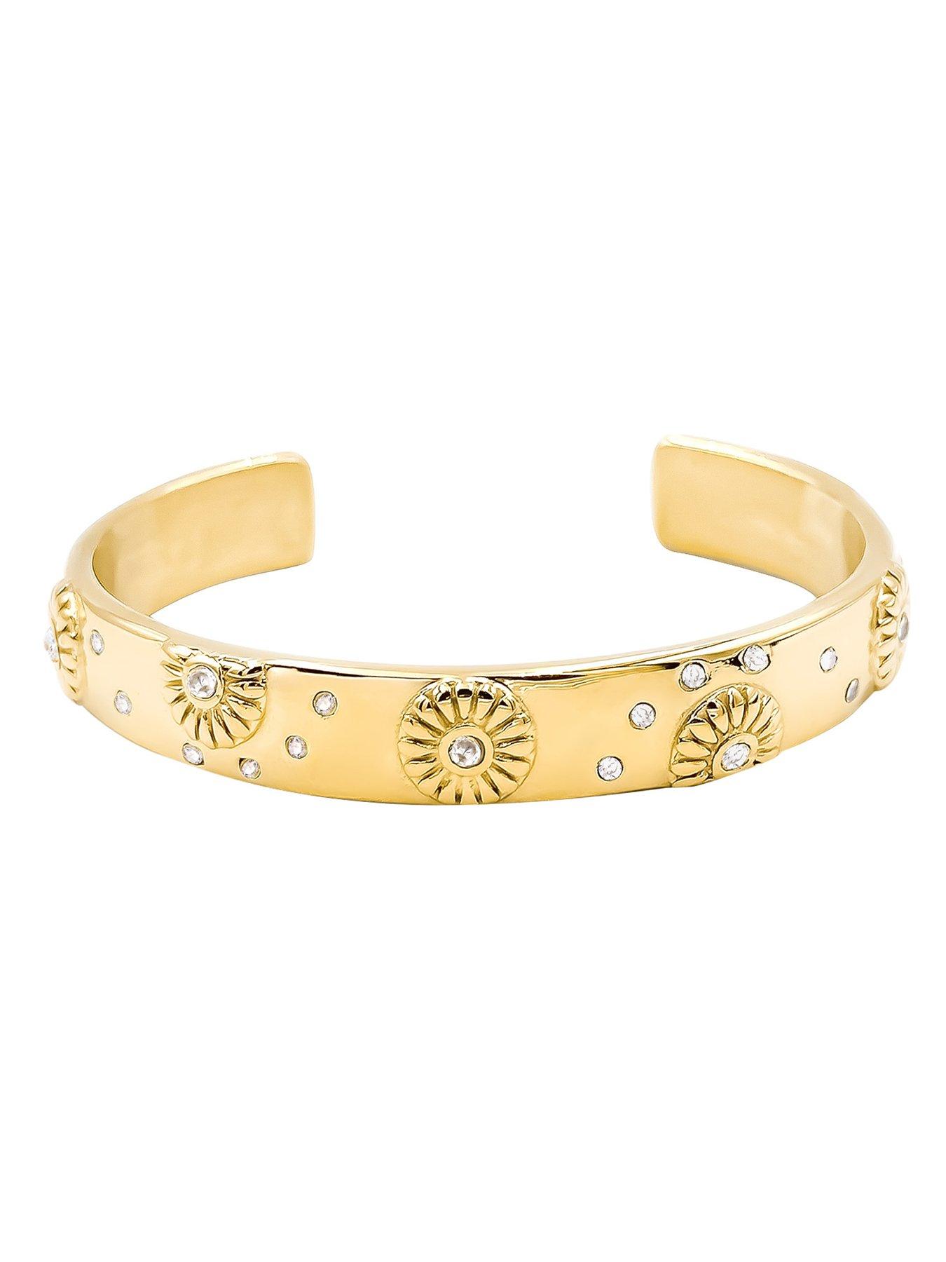 Image 3 of 4 of V by Very Gold Plated Flower CZ Cuff Bangle