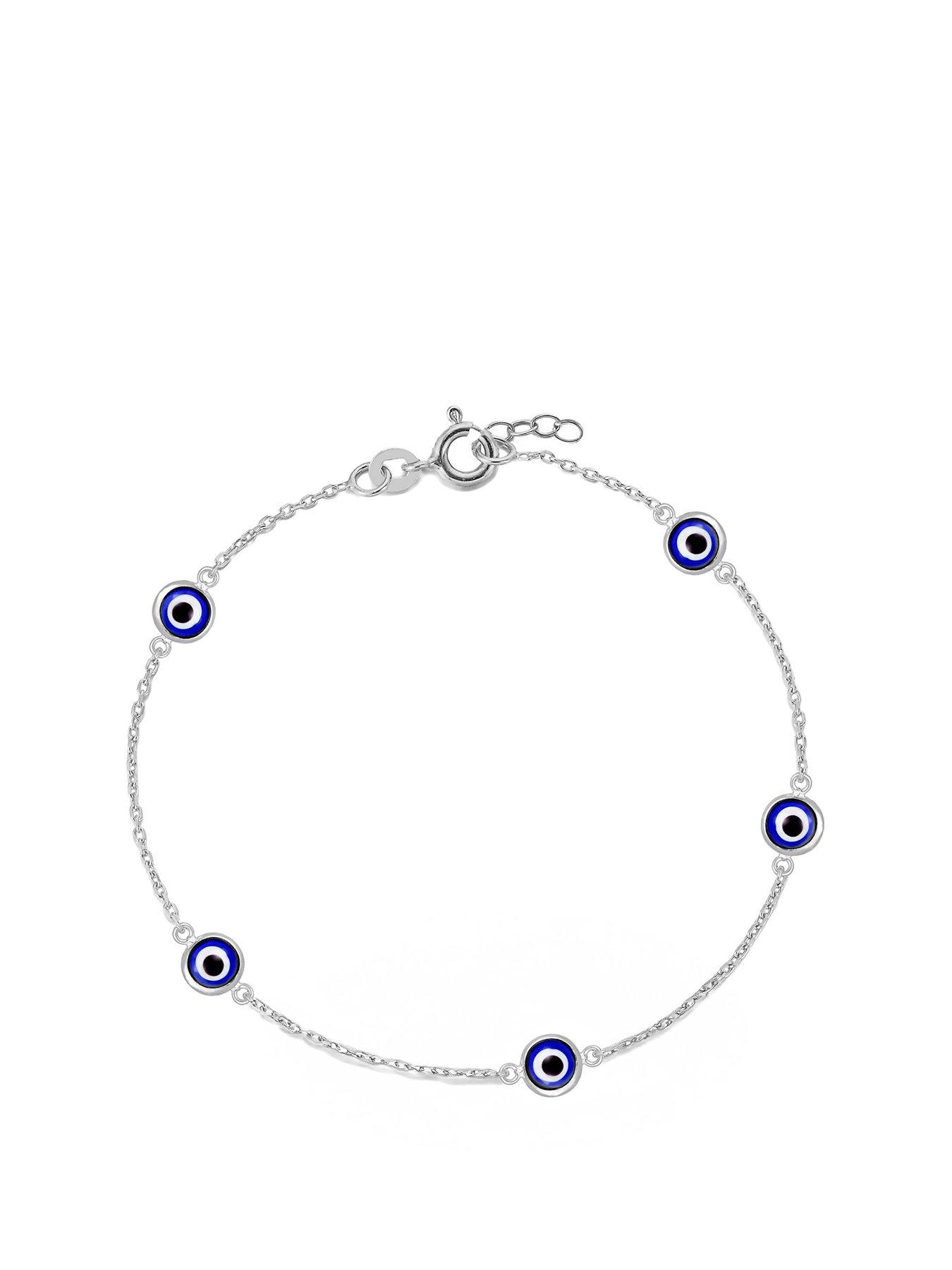 V by Very: Sterling Siver Evil Eye Charm Anklet