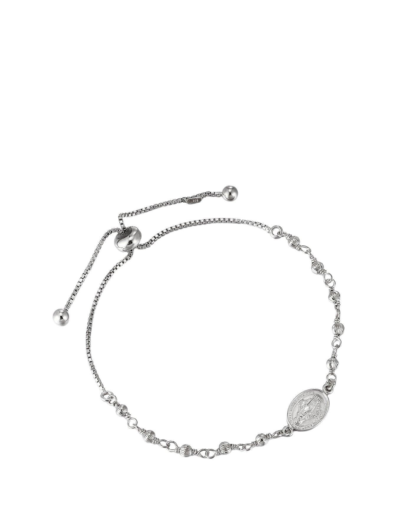 V by Very Adjustable Sterling silver Miraculous Medal bracelet