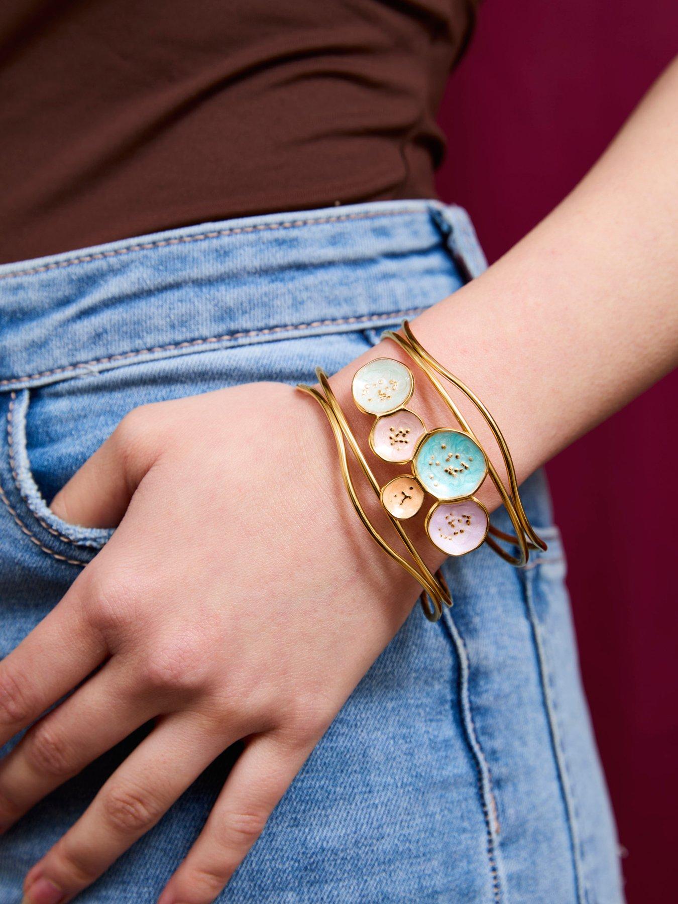 Image 2 of 6 of V by Very Gold Plated Colorful Enamel Cuff Bangle