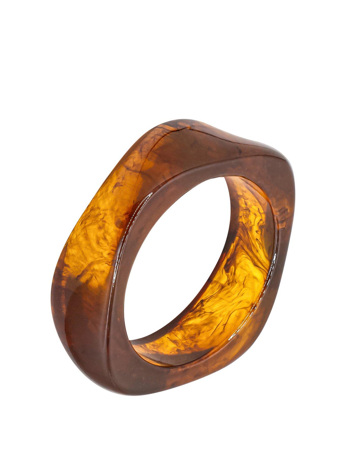 undefined Statement Brown Resin Square Bangle