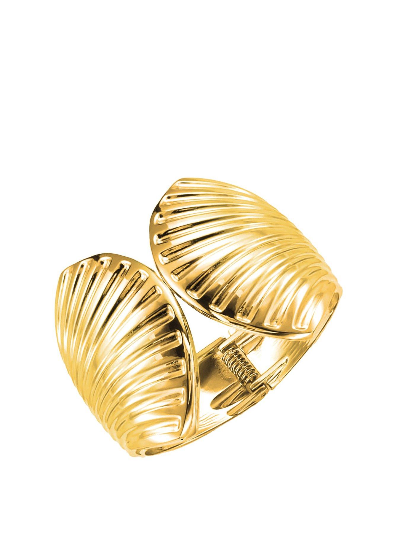 undefined Chunky Statement Gold Plated Shell Bangle