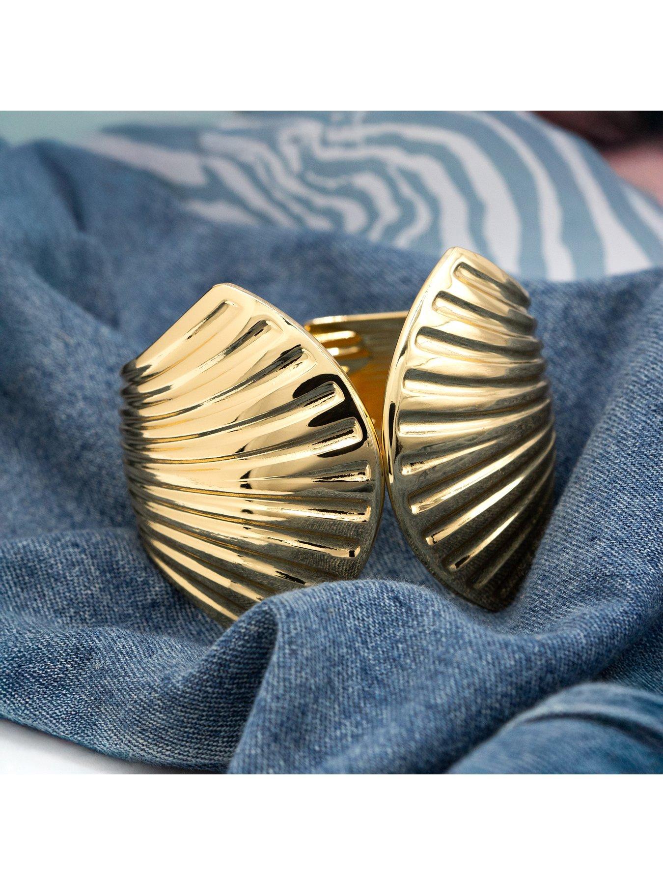 V by Very Chunky Statement Gold Plated Shell Bangle (Diameter: 60mm) | Very