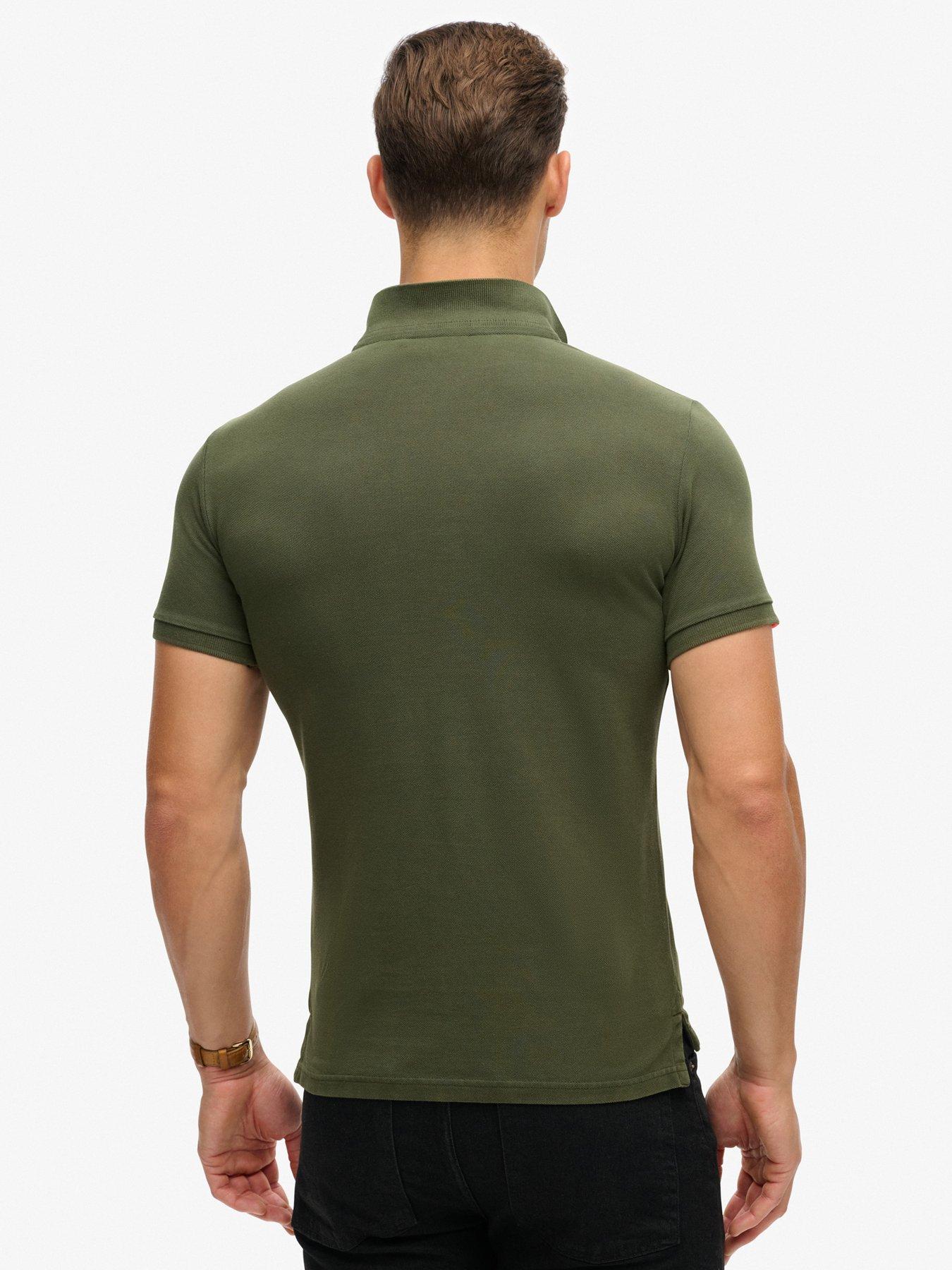 Image 2 of 5 of Superdry Vintage Slim Fit Short Sleeve Polo Shirt - Khaki