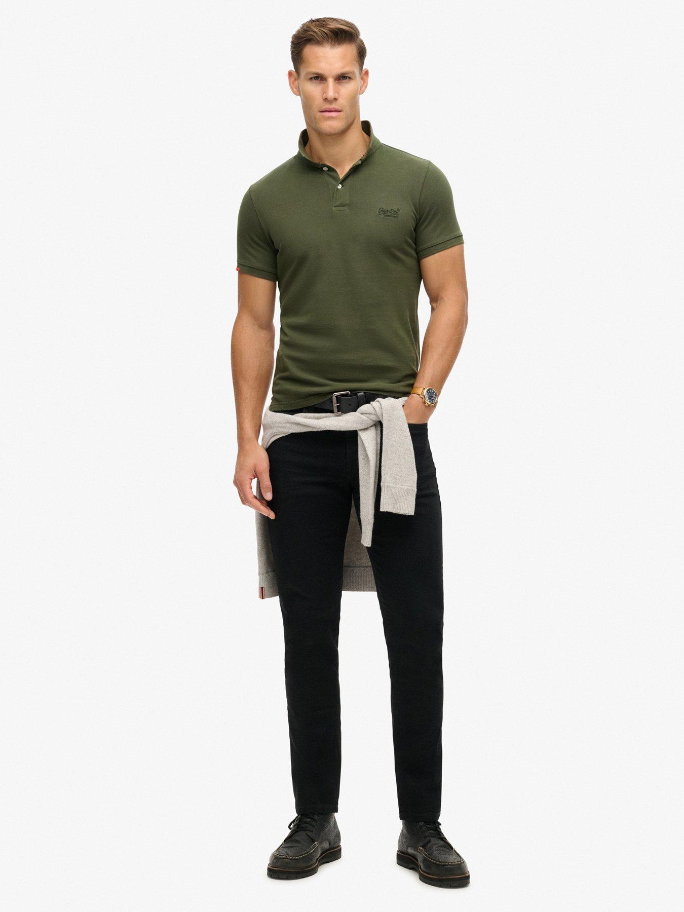 Image 3 of 5 of Superdry Vintage Slim Fit Short Sleeve Polo Shirt - Khaki