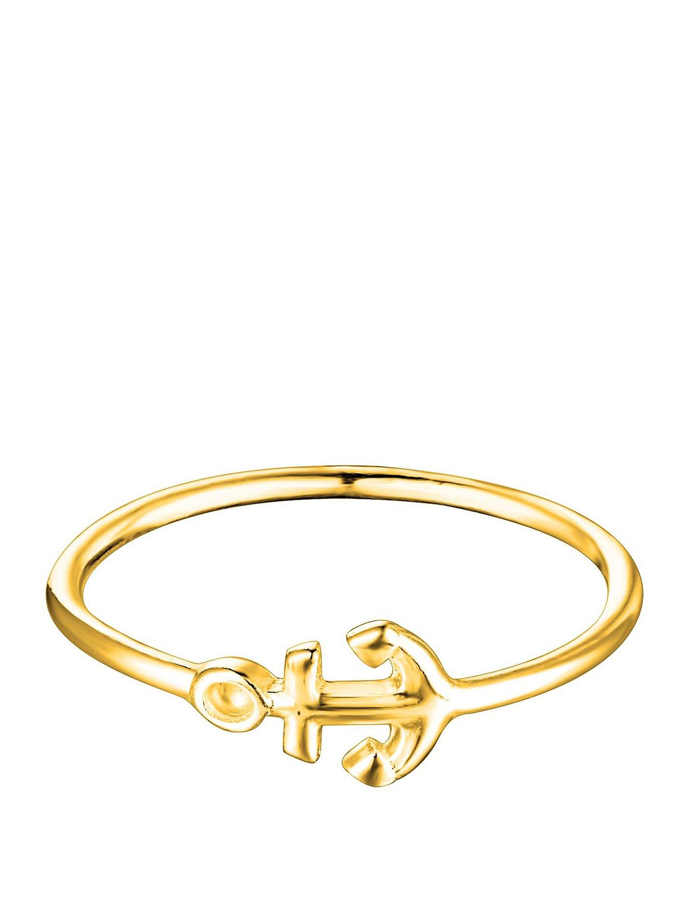 V by Very Dainty Gold Plated Sterling Silver Anchor Ring