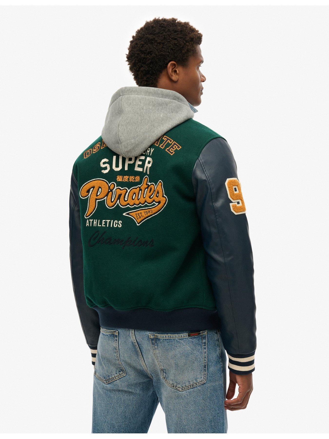 Image 2 of 6 of Superdry Collegiate Patchwork Bomber Jacket - Dark Green