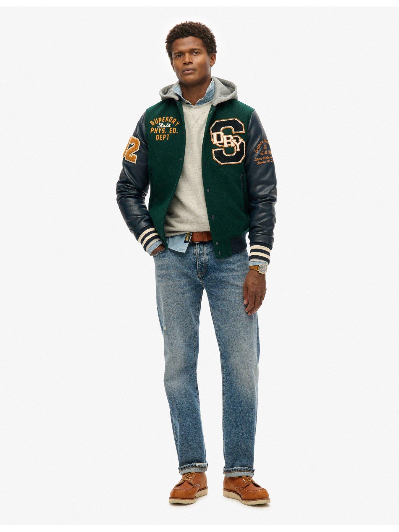 Image 3 of 6 of Superdry Collegiate Patchwork Bomber Jacket - Dark Green